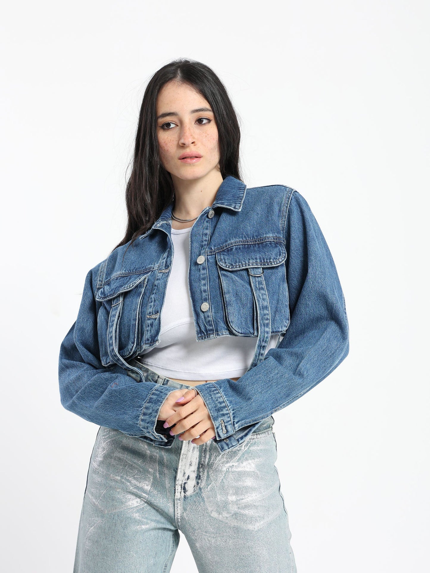 Denim Jacket - Cropped - With Pockets - Outlet