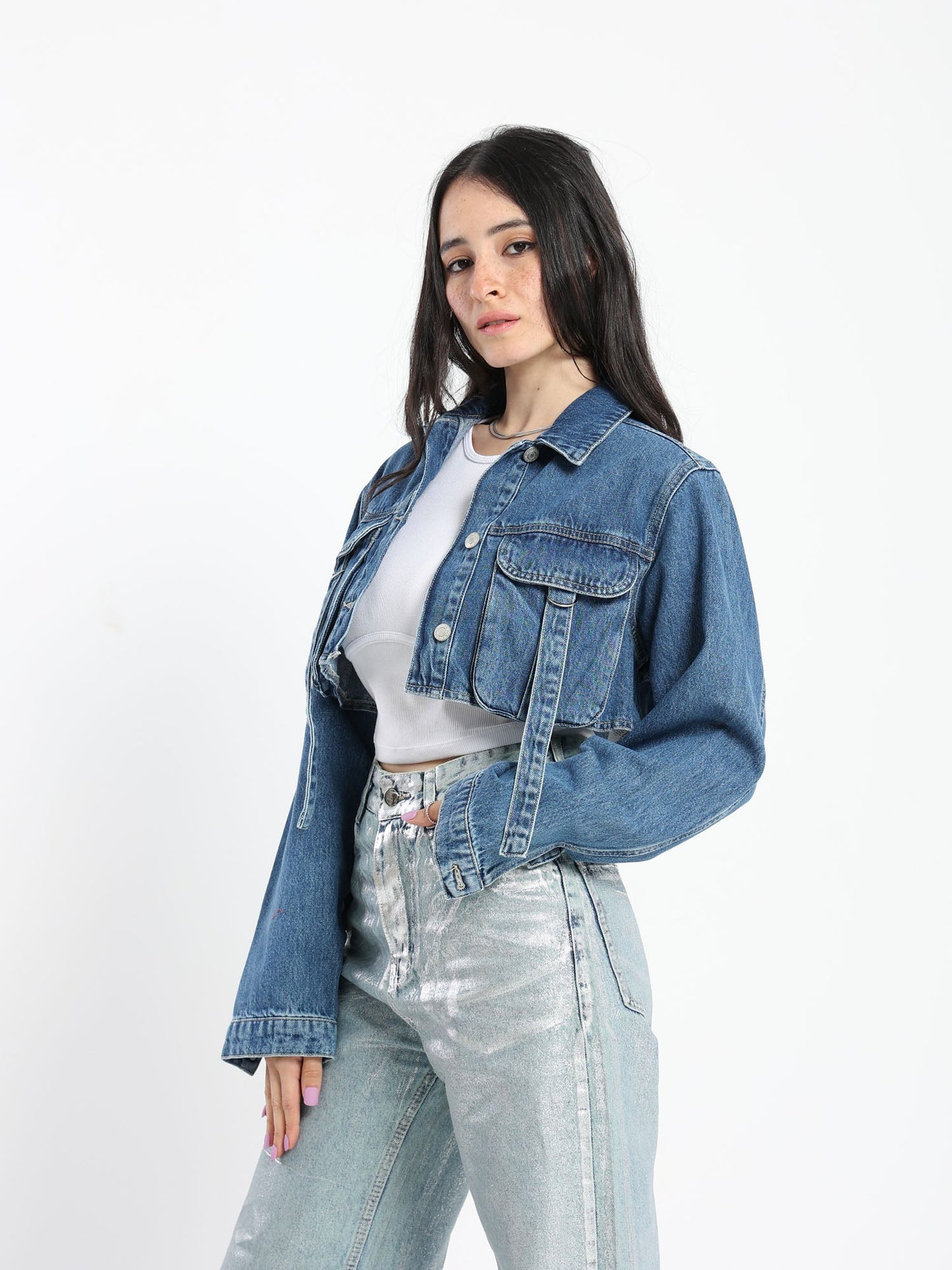 Denim Jacket - Cropped - With Pockets - Outlet