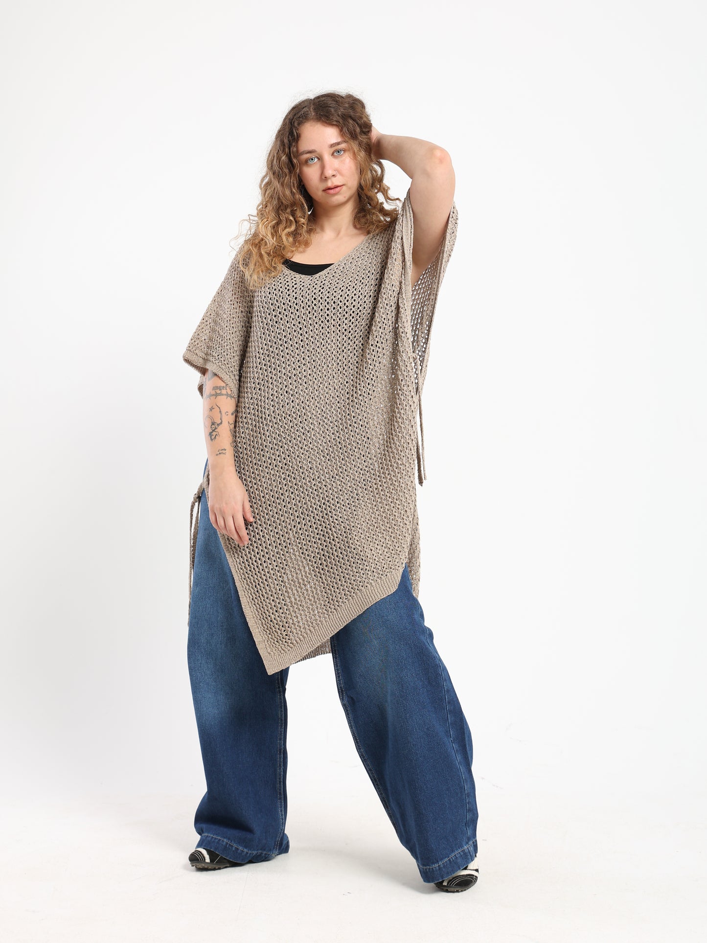 Tassel-Tie Knit Cover-Up with Side Slits - Outlet