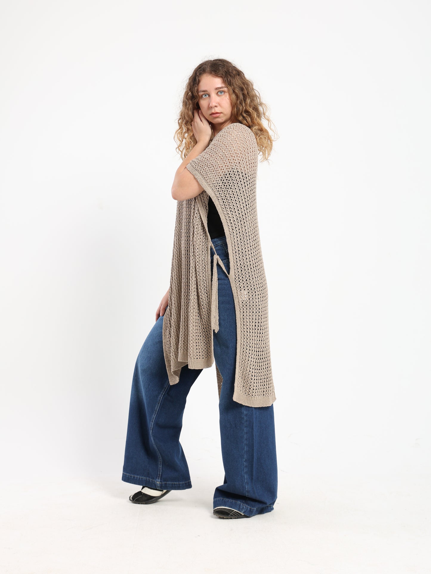 Tassel-Tie Knit Cover-Up with Side Slits - Outlet
