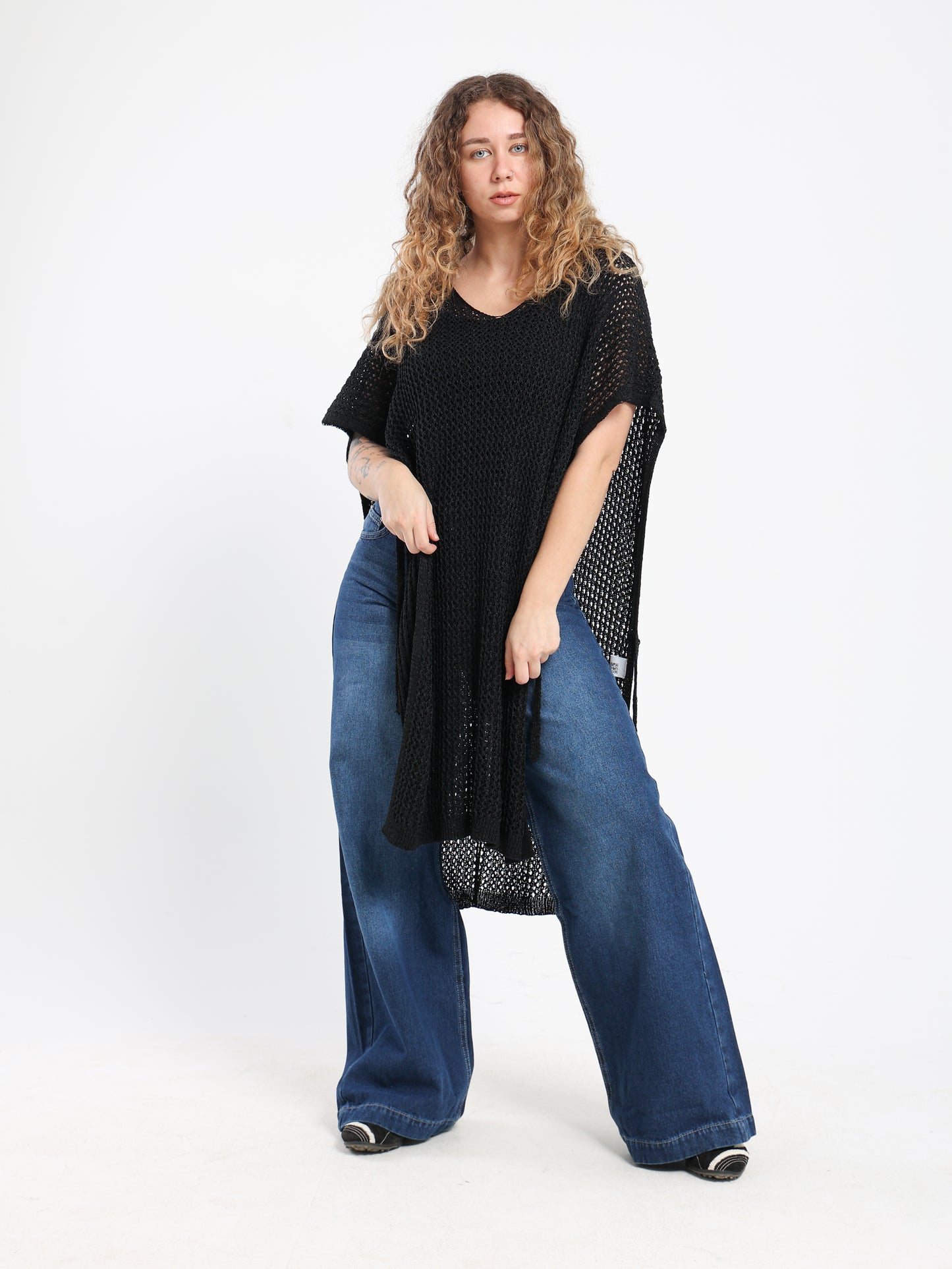 Tassel-Tie Knit Cover-Up with Side Slits - Outlet