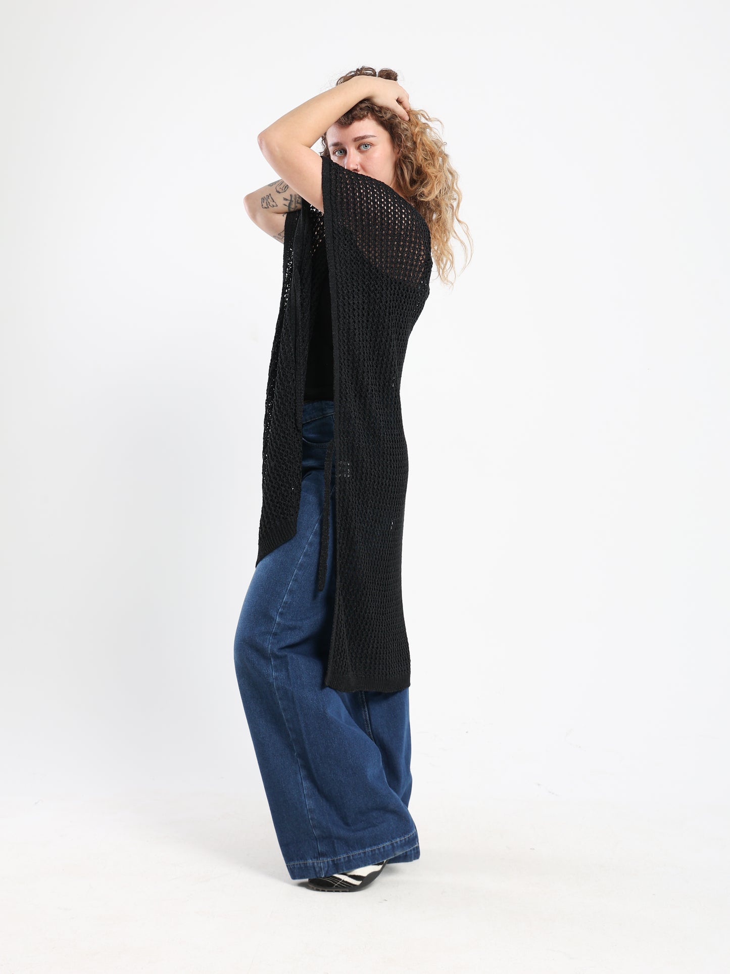 Tassel-Tie Knit Cover-Up with Side Slits - Outlet