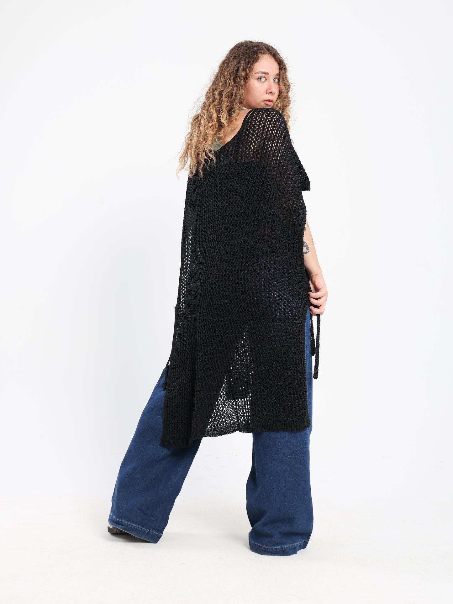 Tassel-Tie Knit Cover-Up with Side Slits - Outlet