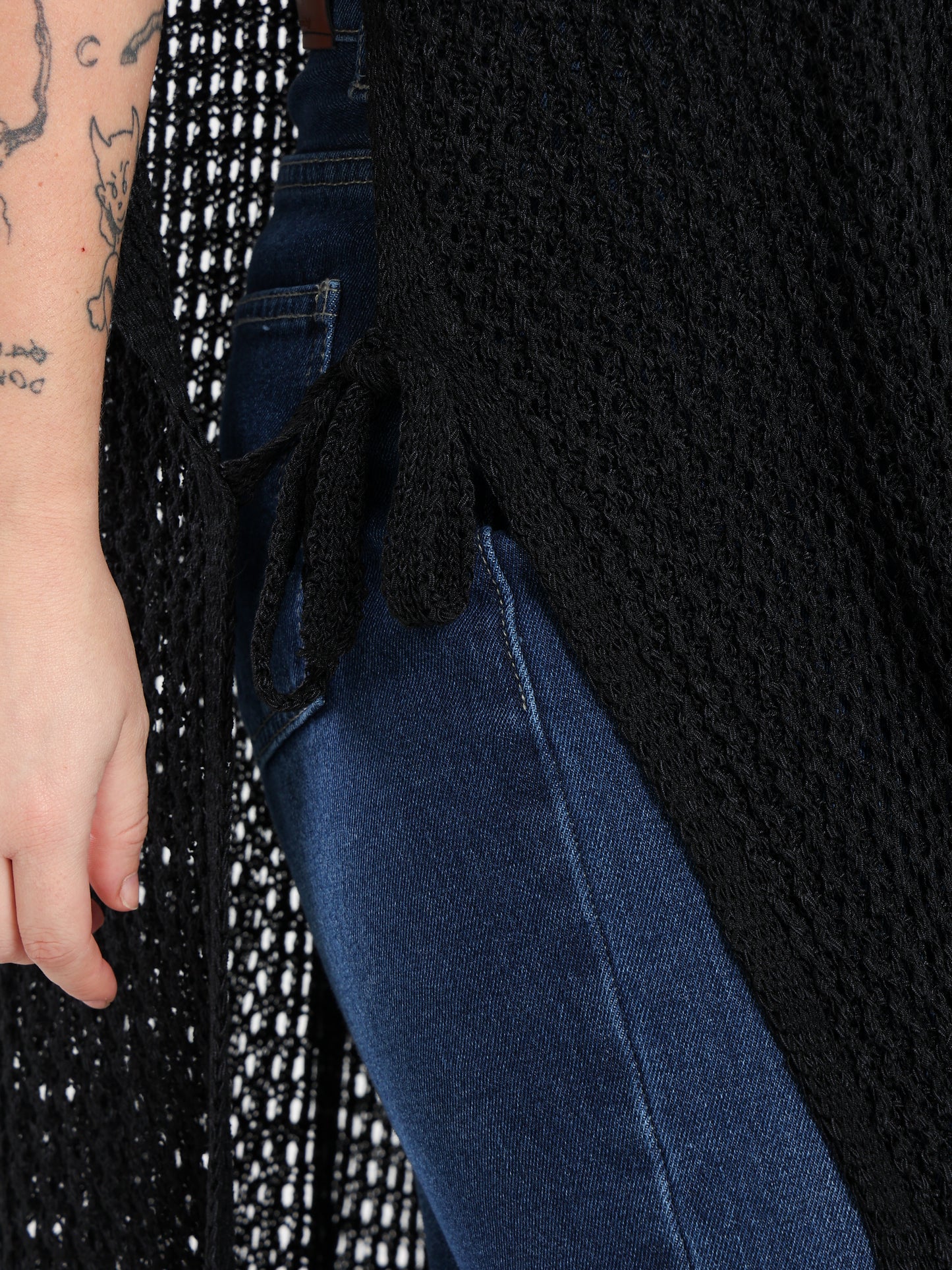 Tassel-Tie Knit Cover-Up with Side Slits - Outlet