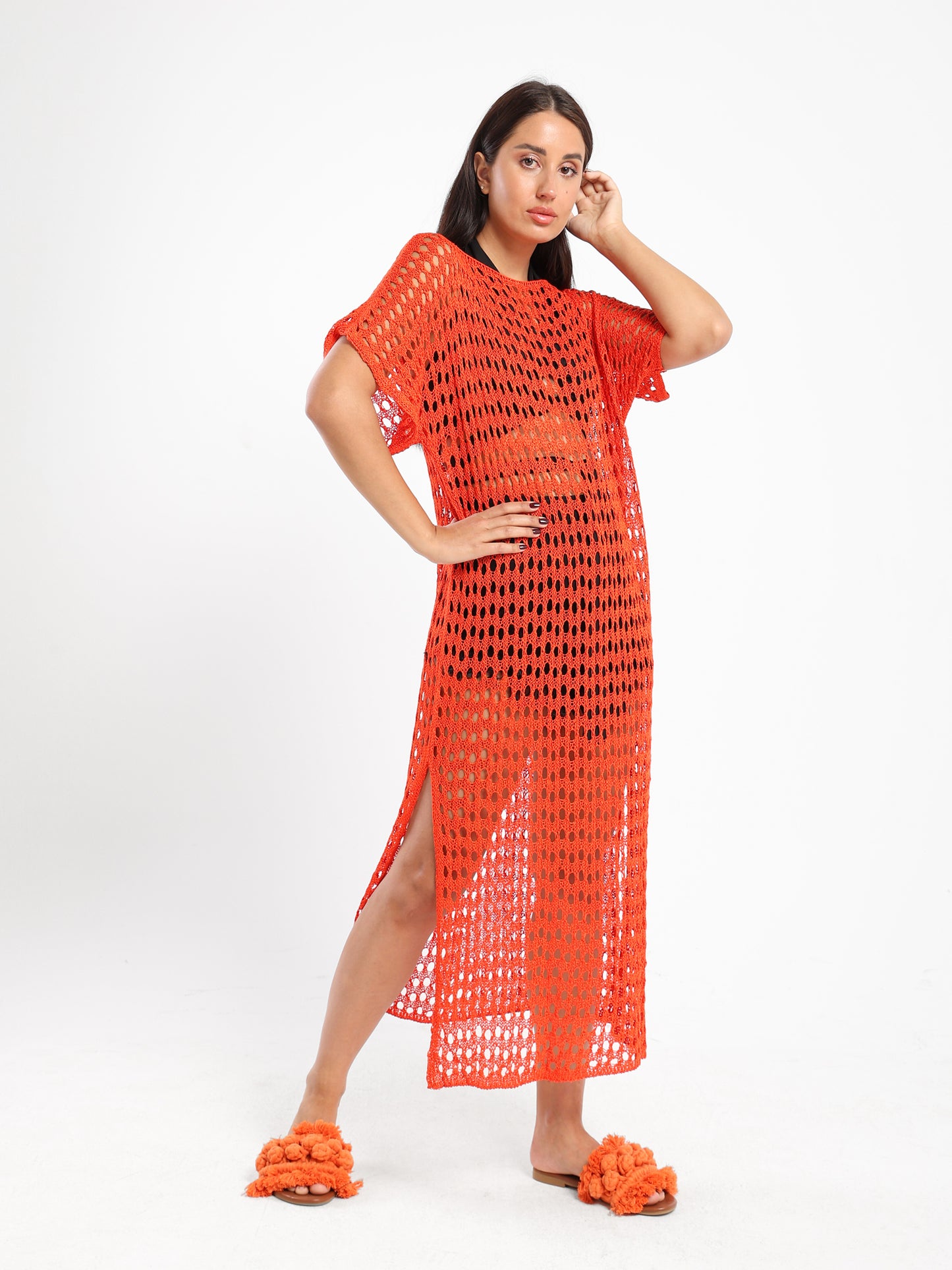Loose Short Sleeve Tricot Dress - Outlet