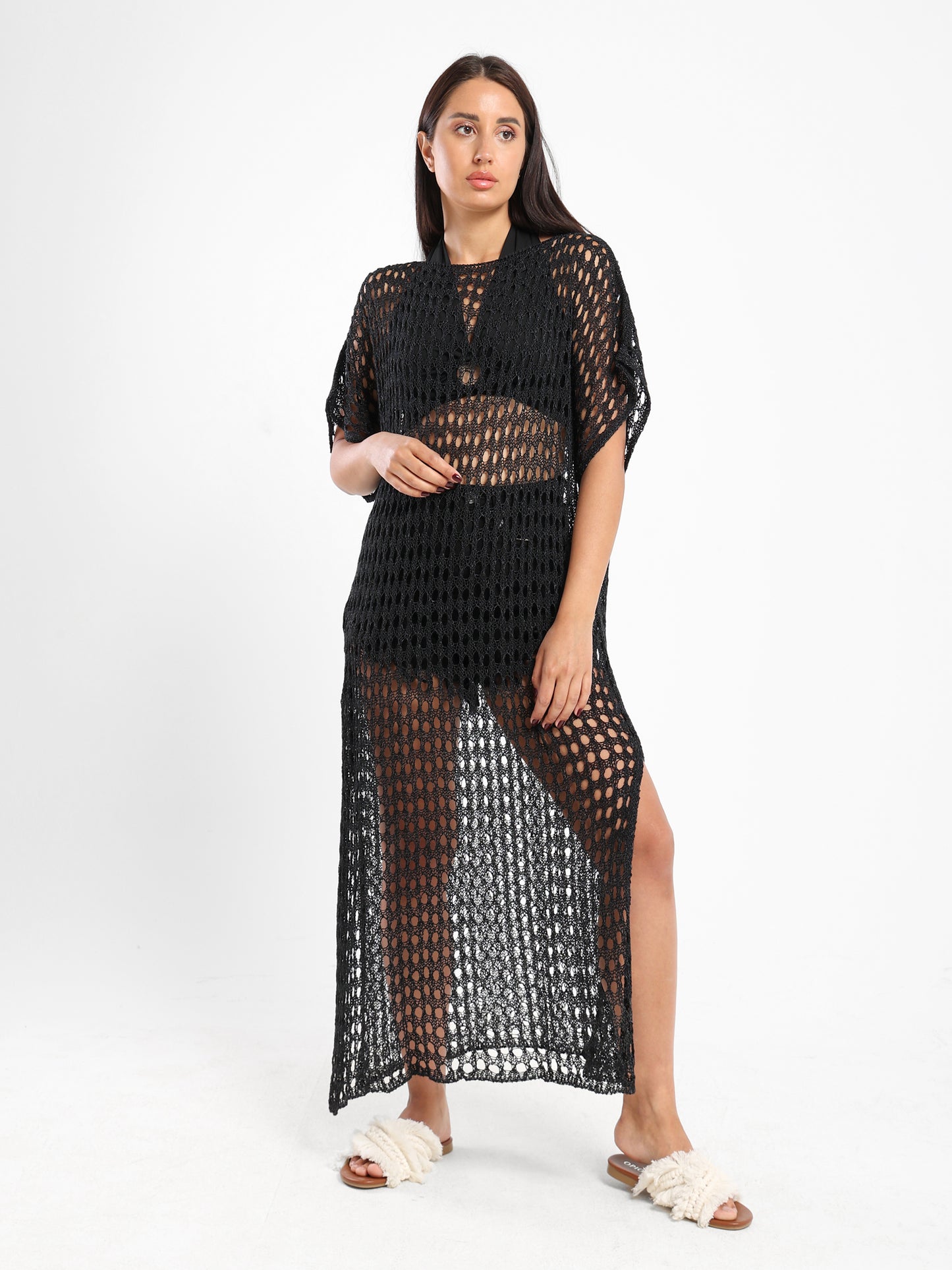 Loose Short Sleeve Tricot Dress - Outlet