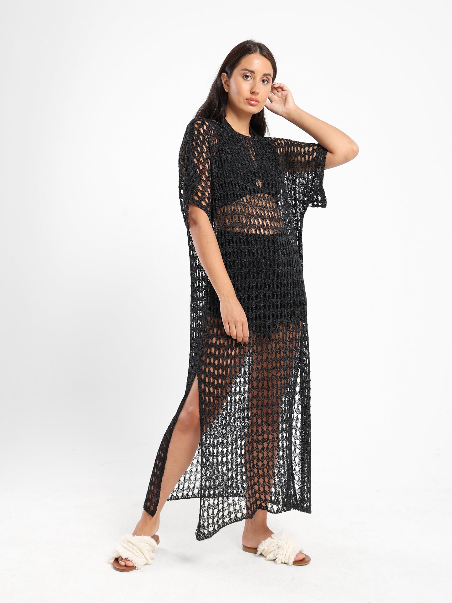 Loose Short Sleeve Tricot Dress - Outlet