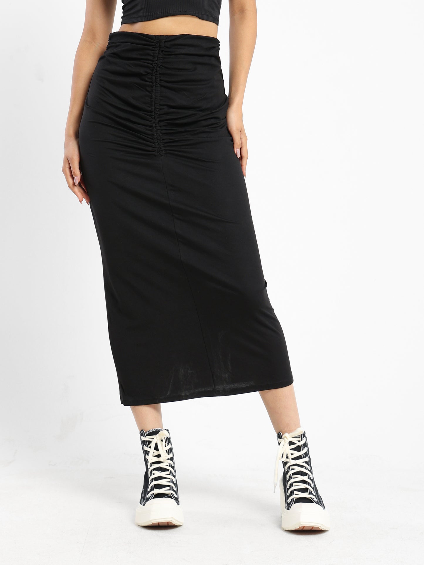 Front-Ruched Maxi Skirt - Outlet