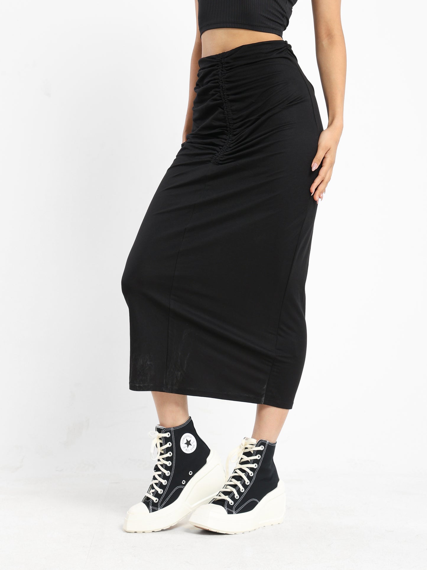 Front-Ruched Maxi Skirt - Outlet