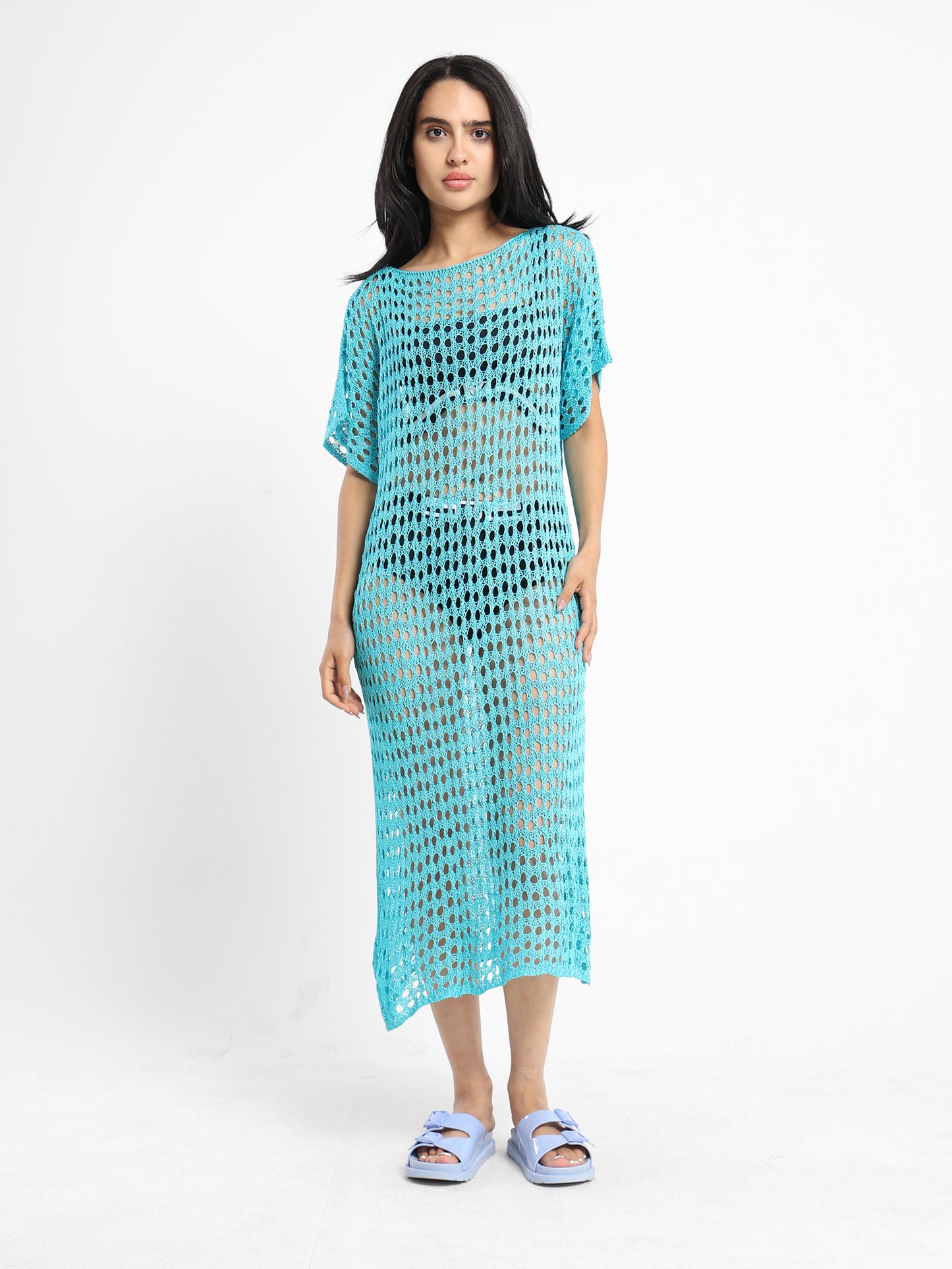 Loose Short Sleeve Tricot Dress - Outlet