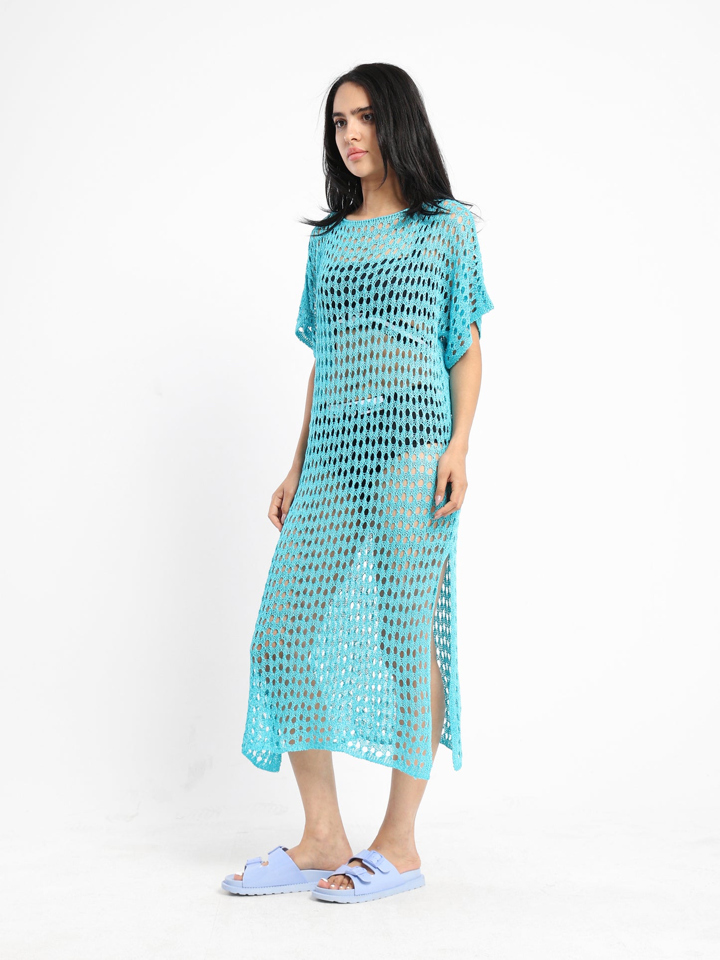 Loose Short Sleeve Tricot Dress - Outlet
