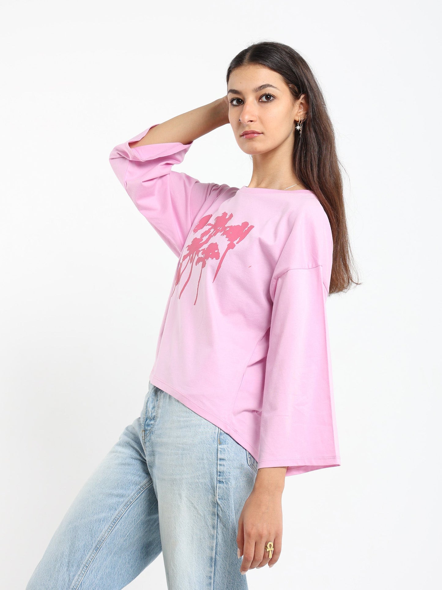 Palm Trees Print Ls Tshirt