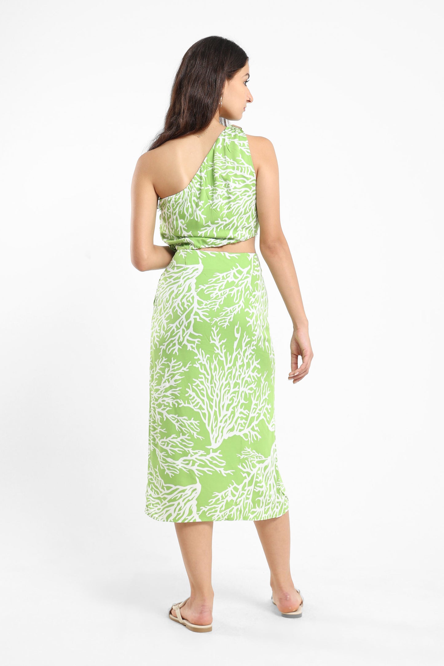 Dress Coral Aop Asymmetric Cut-Out Dress - Outlet