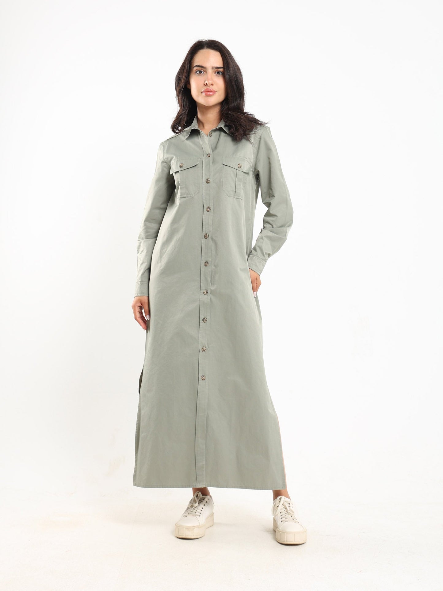 Dress Long Shirt Dress With Side Slit - Outlet