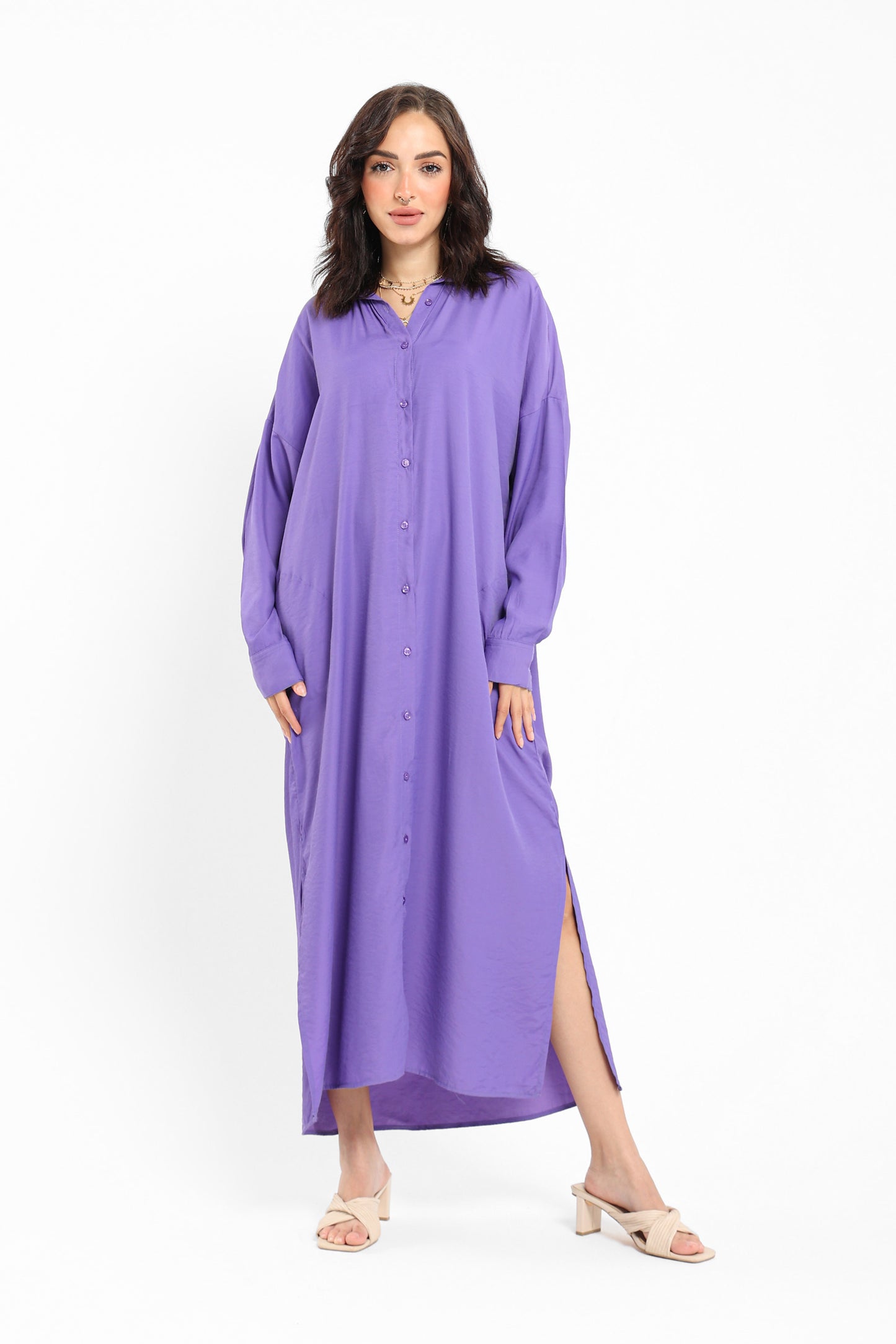 Long Shirt Dress with Slit Side