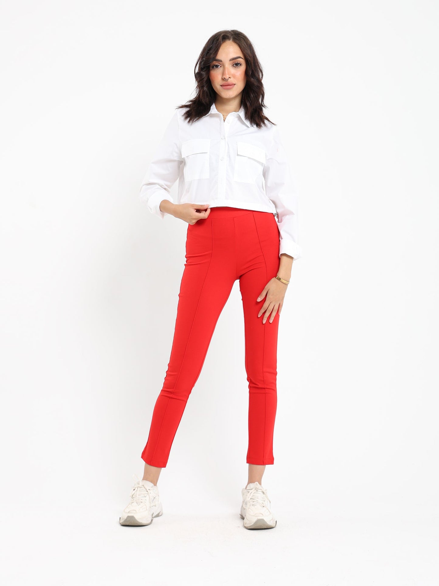 Elastic Hem Shirt With Front Pocket - Outlet