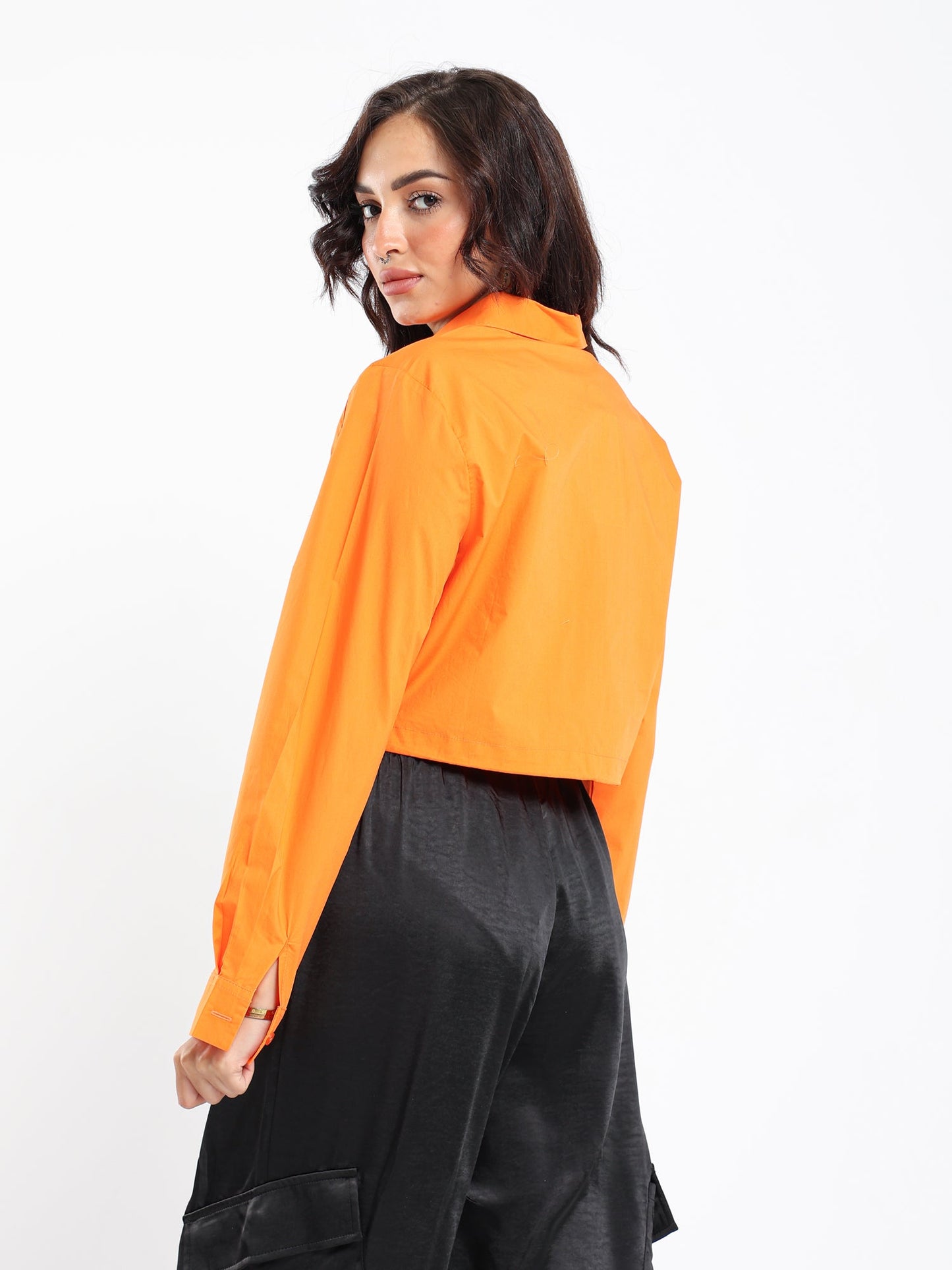 Elastic Hem Shirt With Front Pocket - Outlet