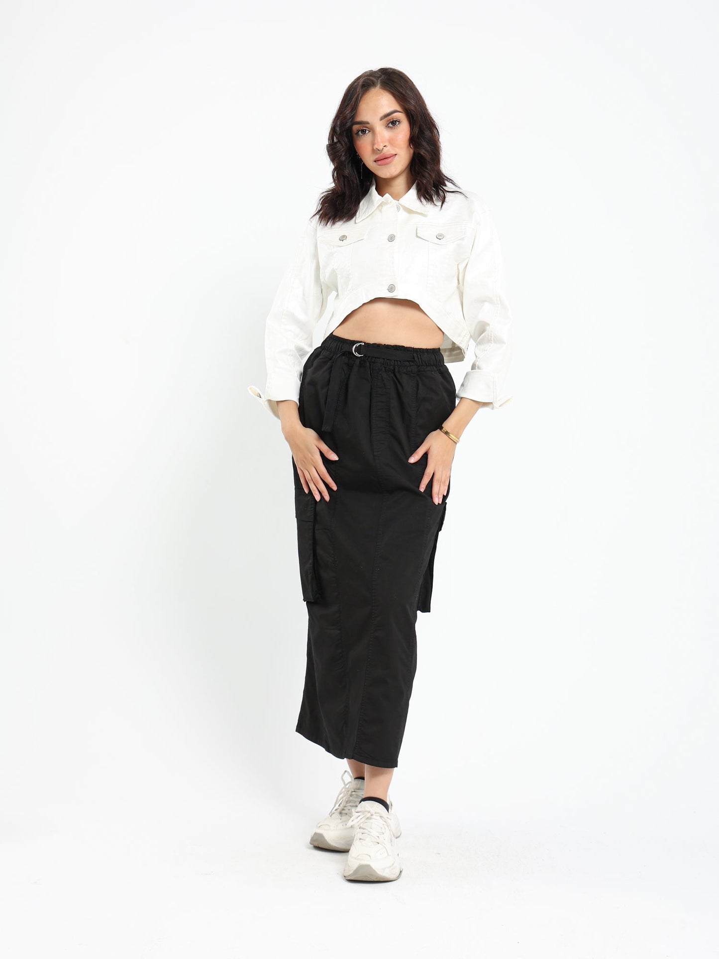 Jacket Metalic Cropped Denim Jacket - Outlet