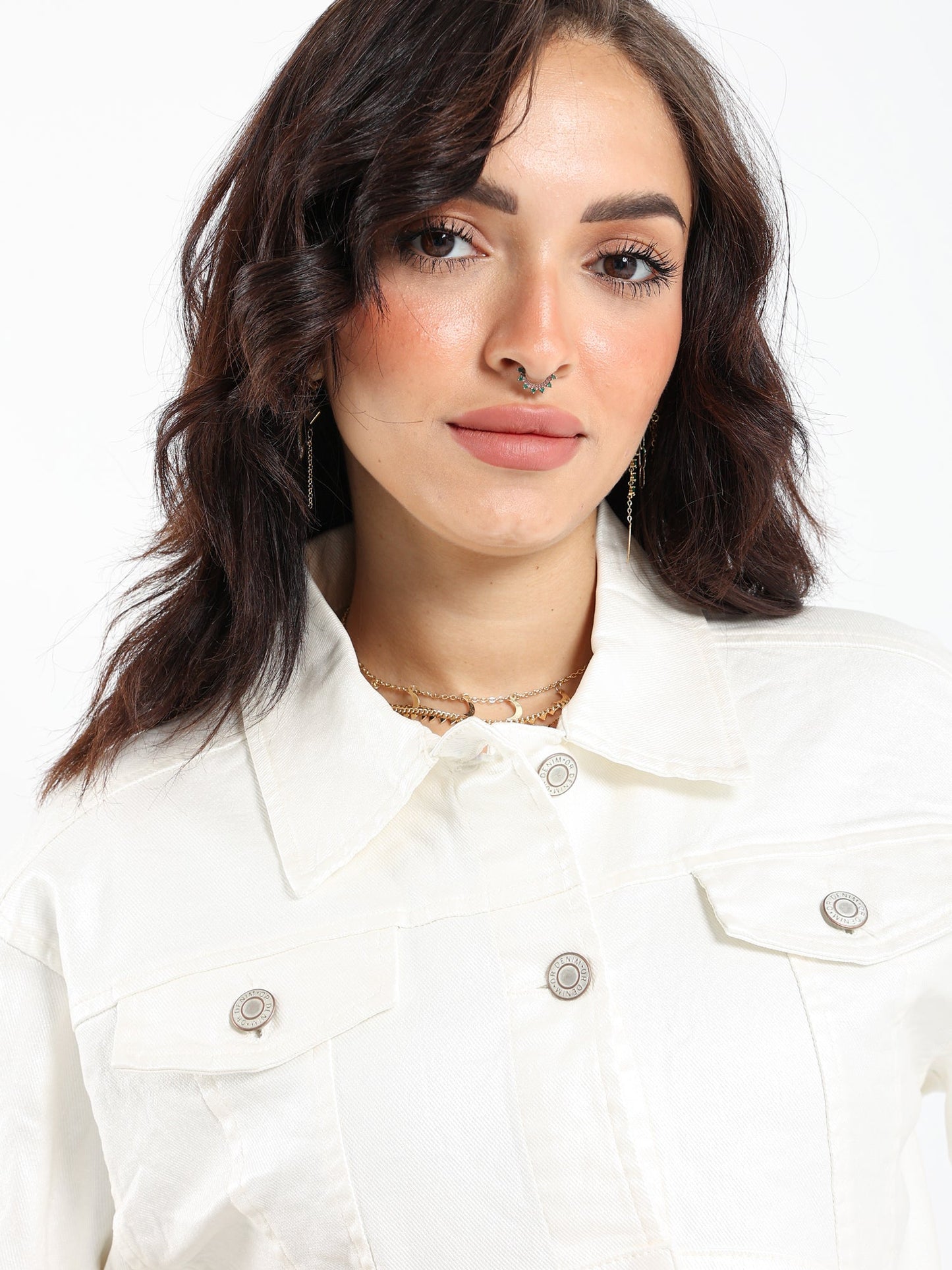 Jacket Metalic Cropped Denim Jacket - Outlet