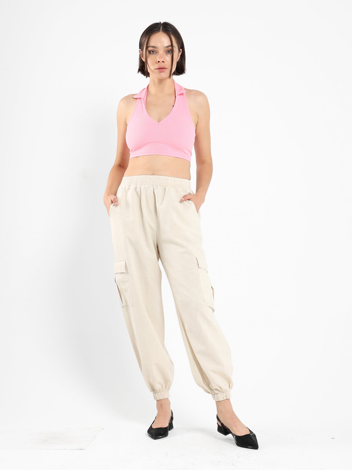 Halter-Neck Cropped Polo - Outlet