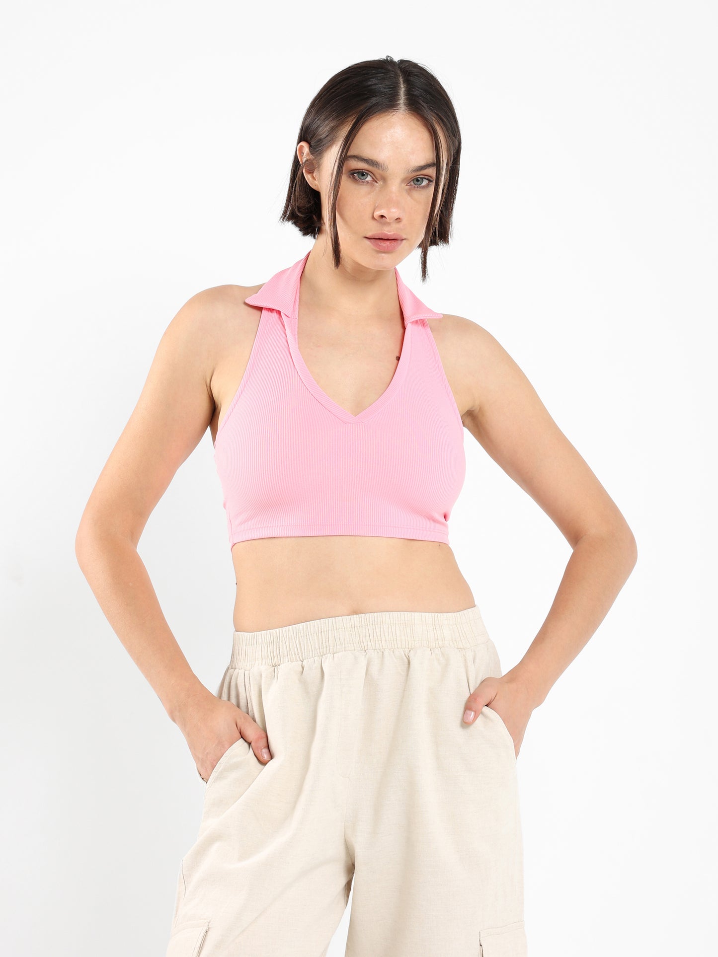 Halter-Neck Cropped Polo - Outlet