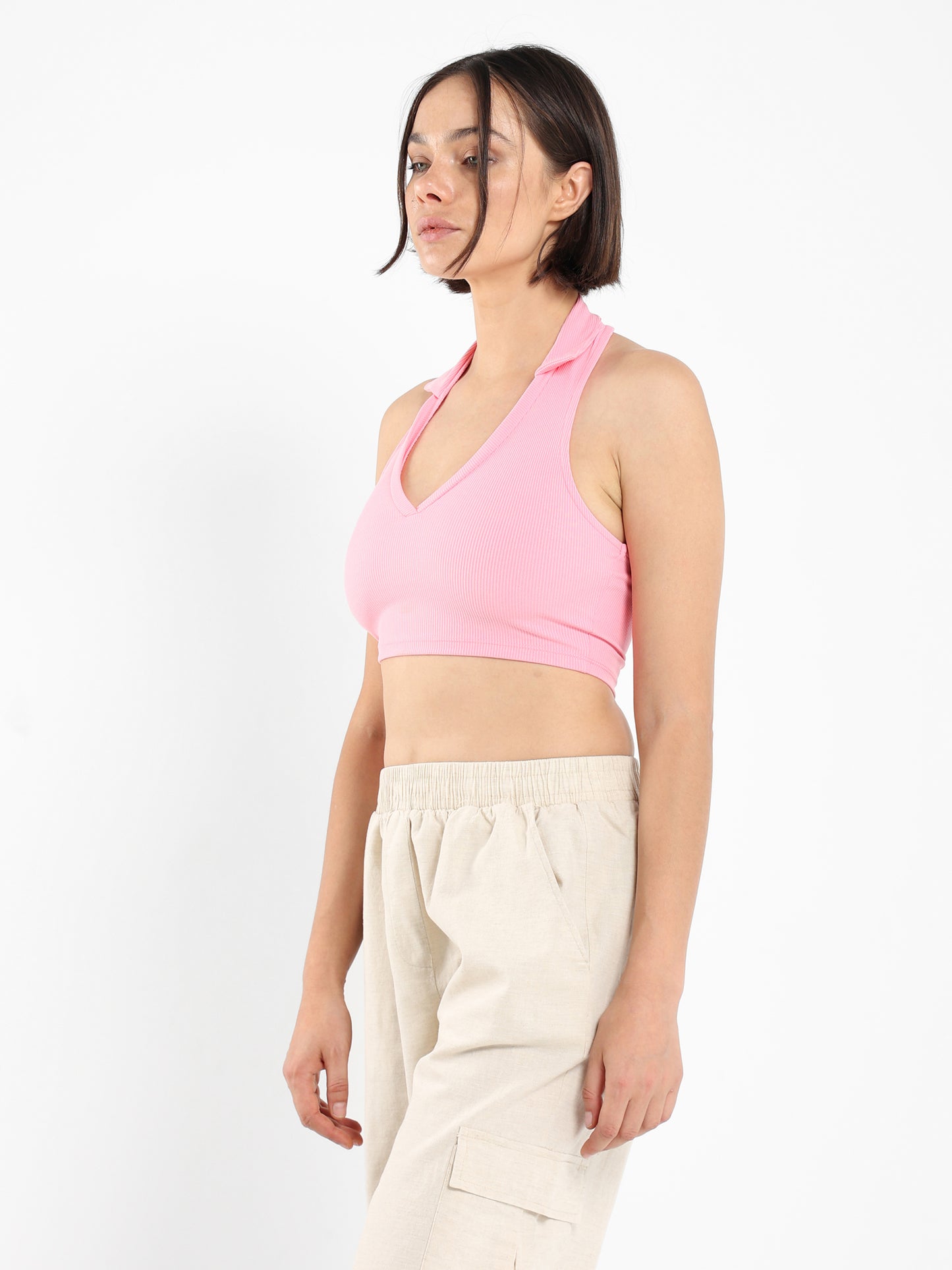 Halter-Neck Cropped Polo - Outlet