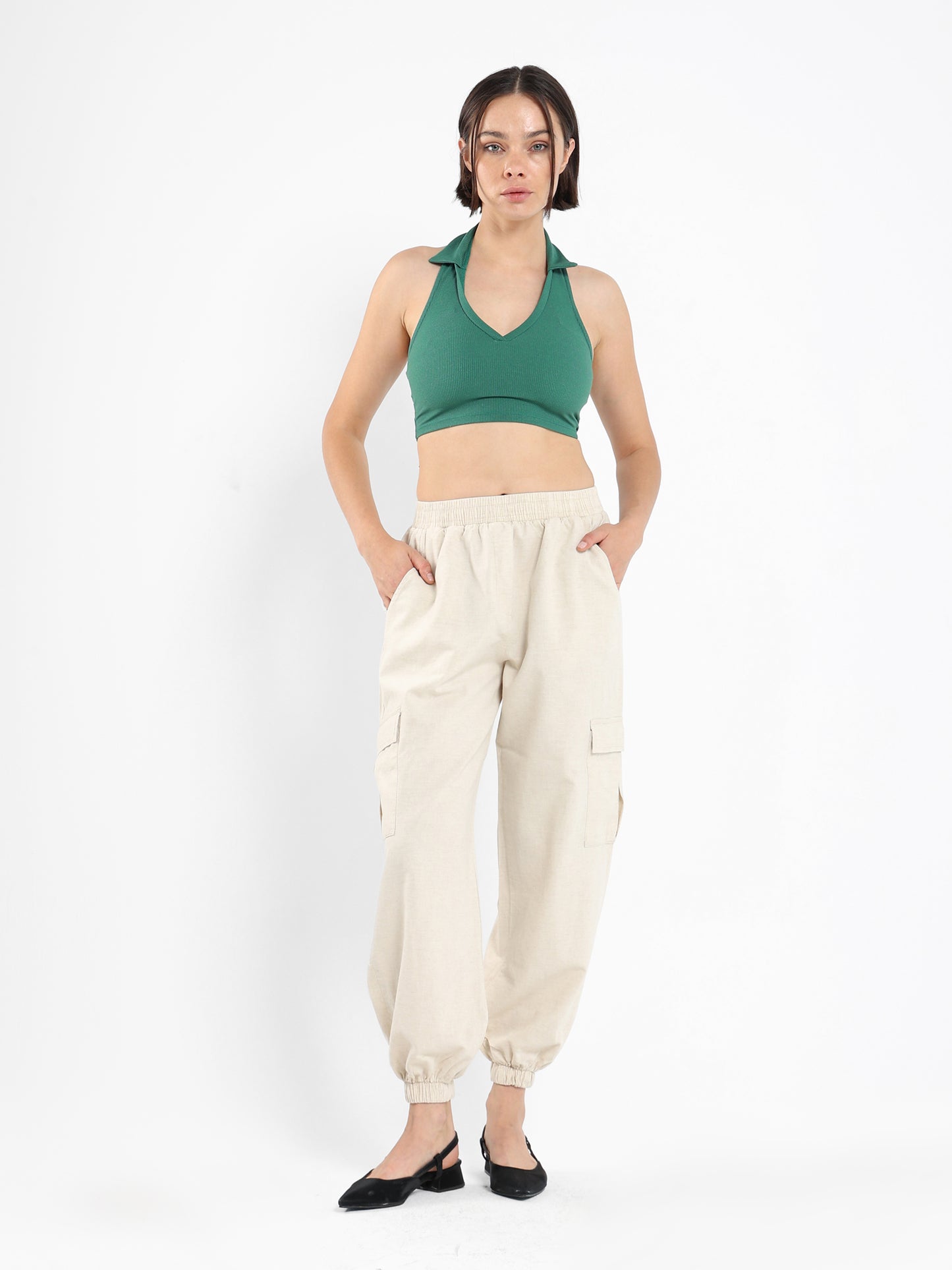 Halter-Neck Cropped Polo - Outlet