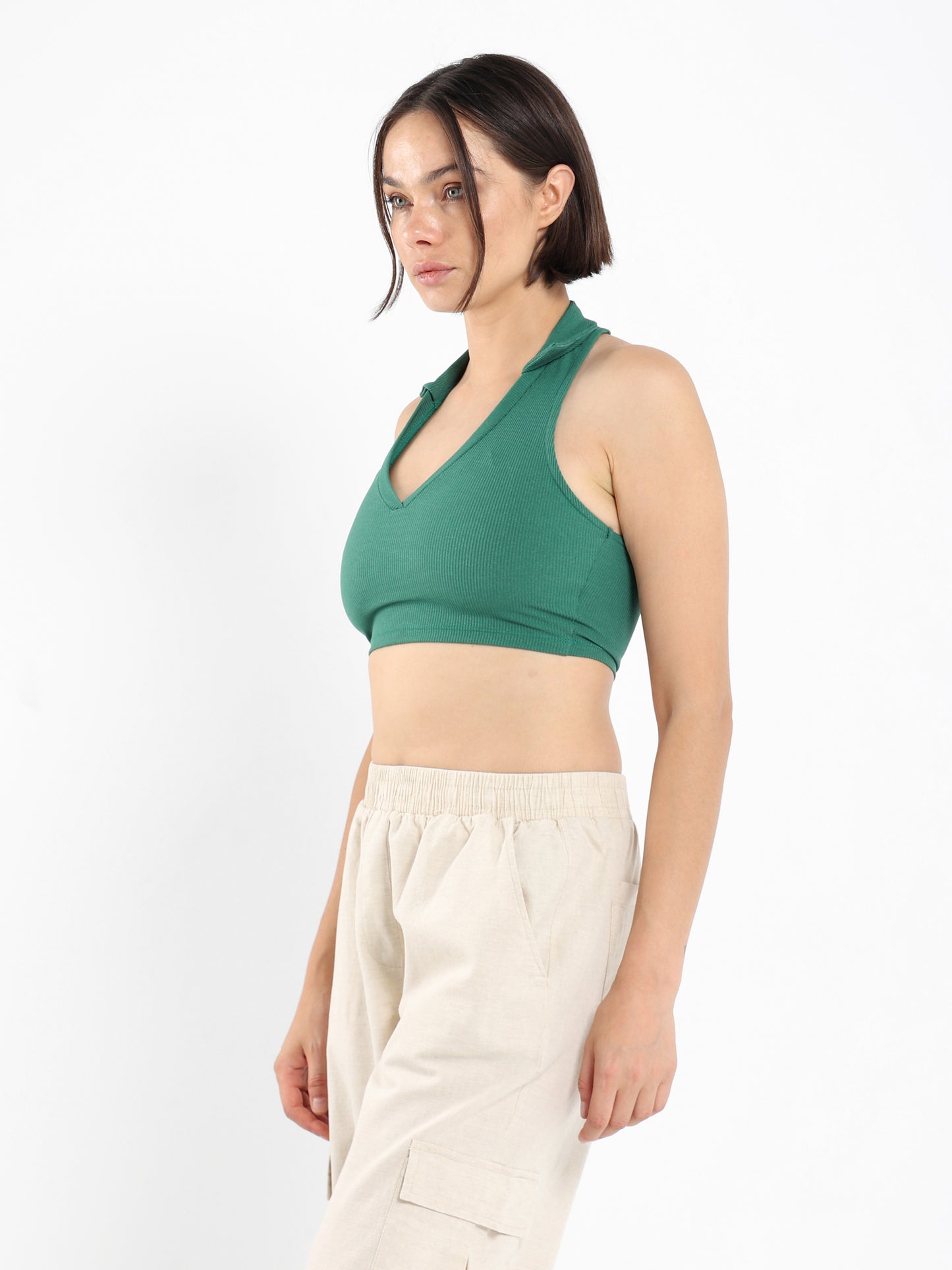 Halter-Neck Cropped Polo - Outlet
