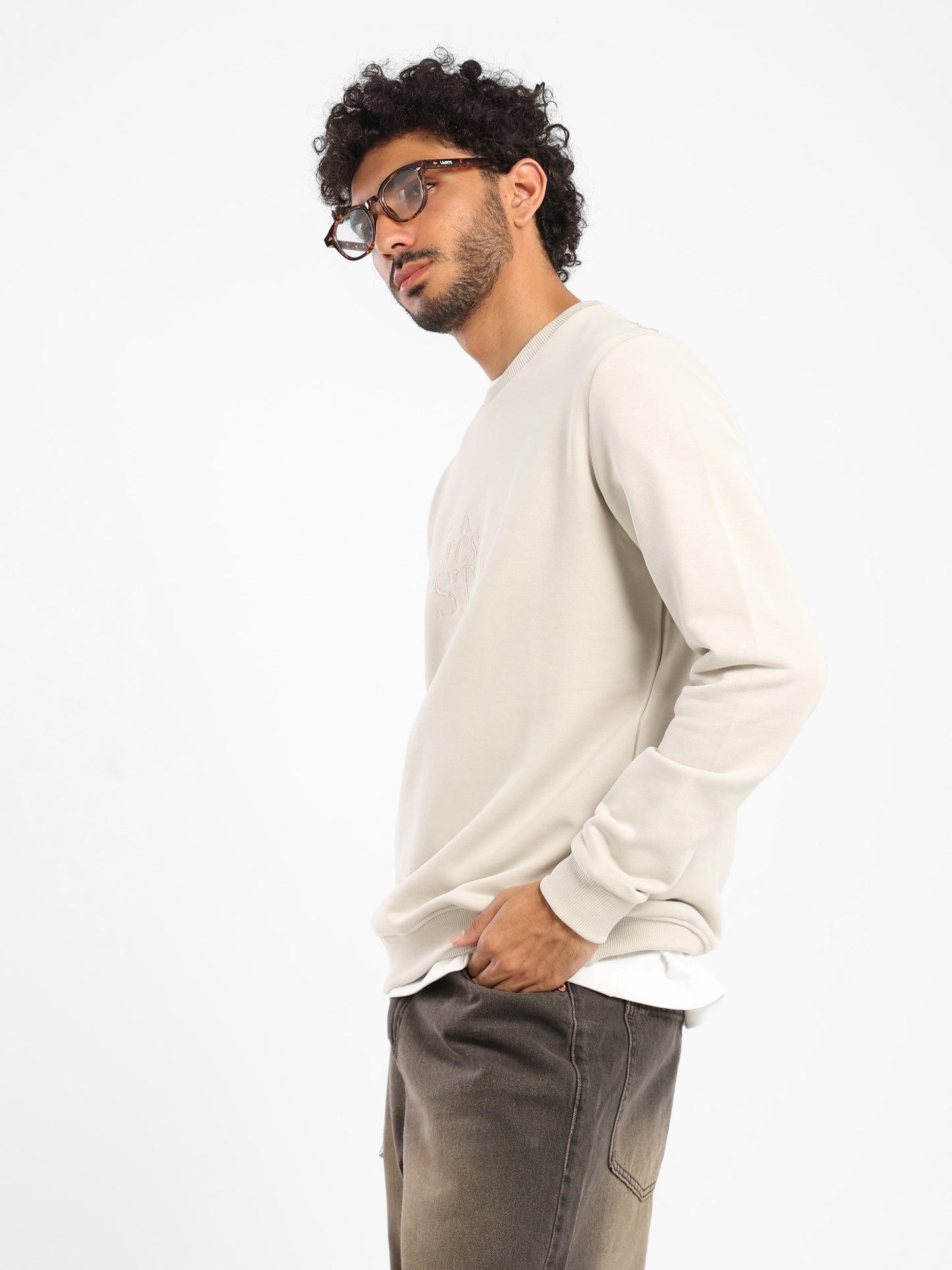 Fresh Start Embossed Print Sweatshirt