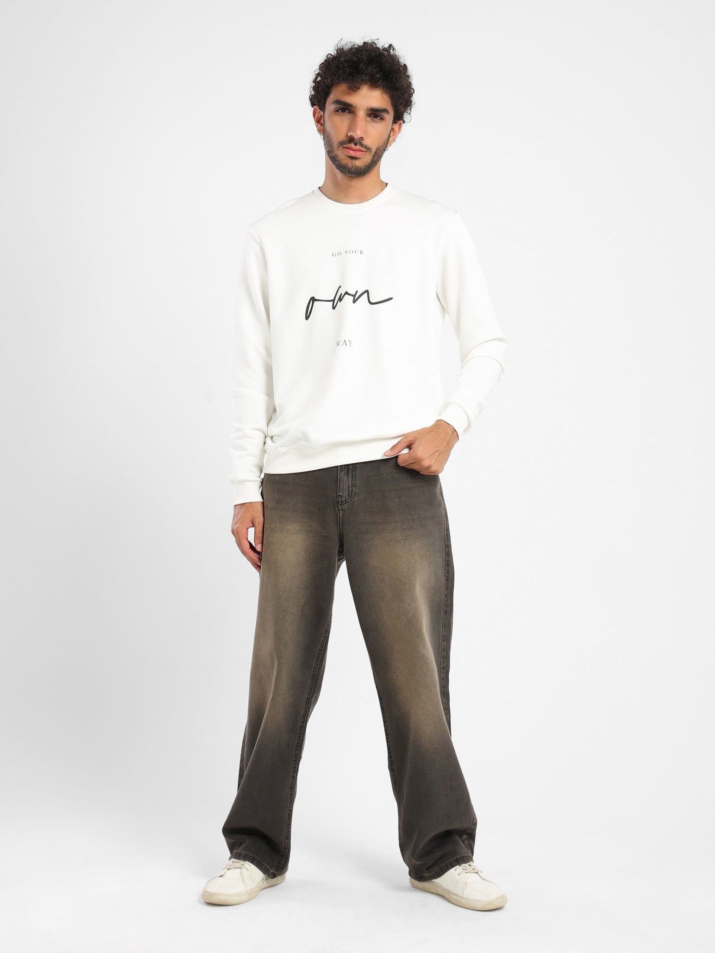Double-Dyed Brown Loose Jeans - Outlet