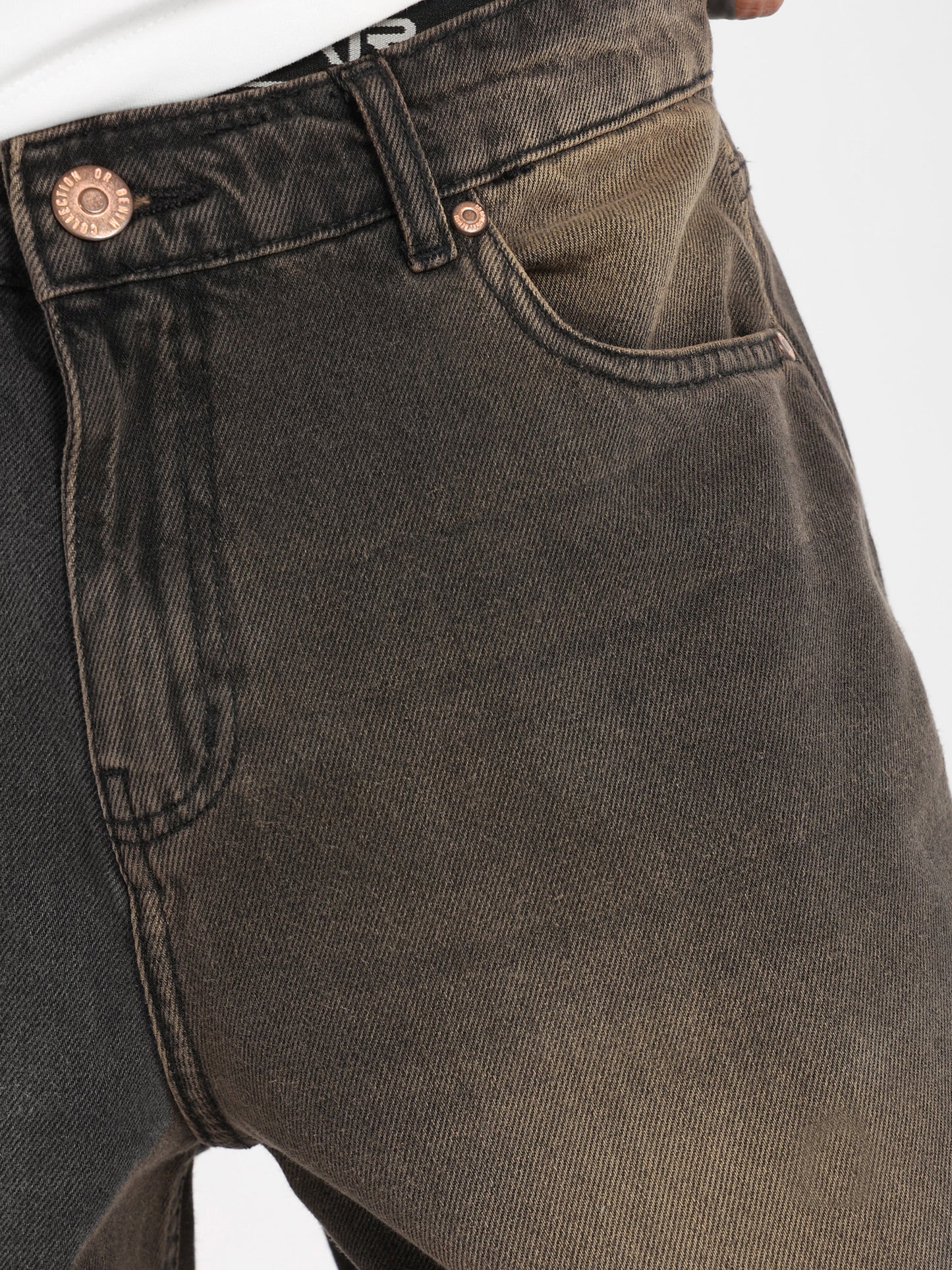 Double-Dyed Brown Loose Jeans - Outlet