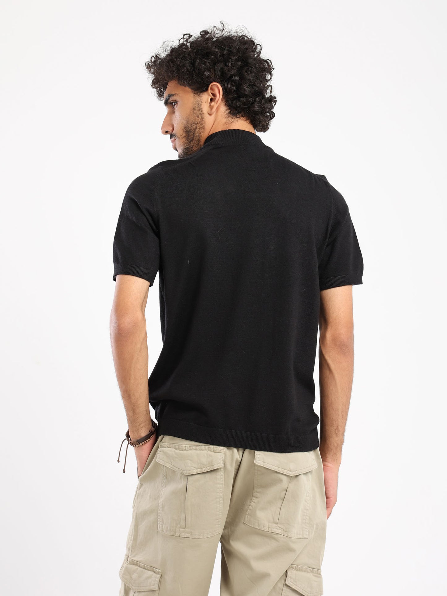 Mock Neck Tricot T-Shirt - Outlet