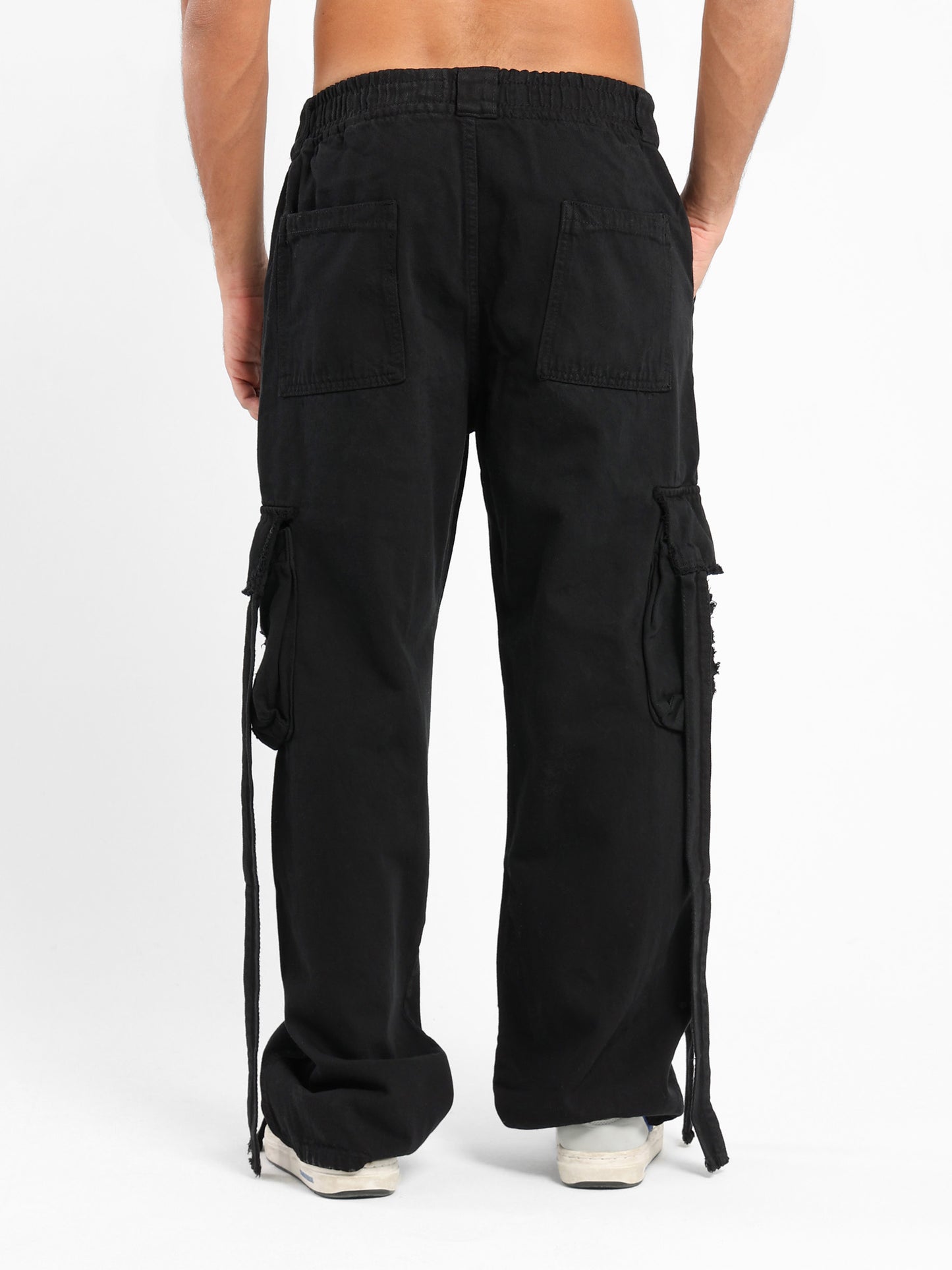 Loose Fit Denim Cargo Pants - Outlet