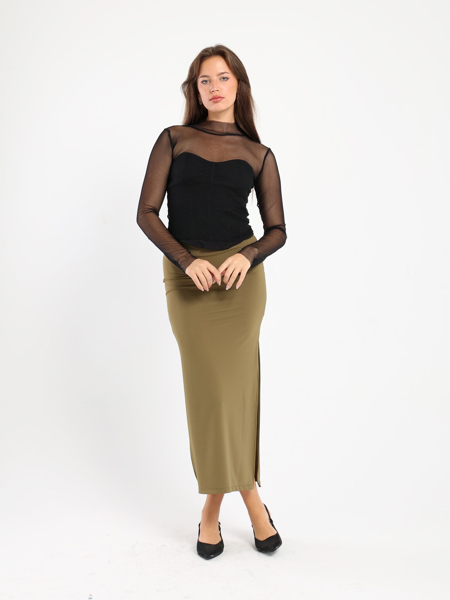 Straight Long Knitted Skirt - Outlet