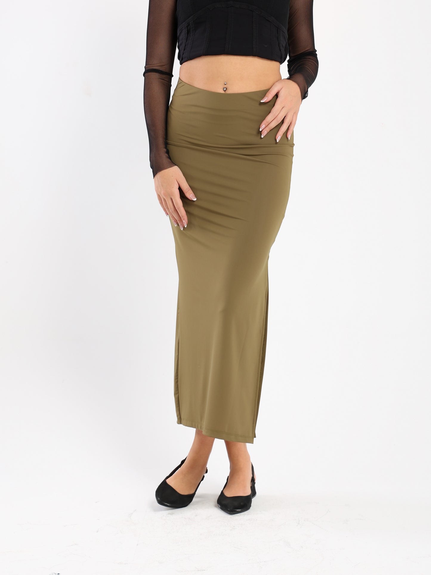 Straight Long Knitted Skirt - Outlet