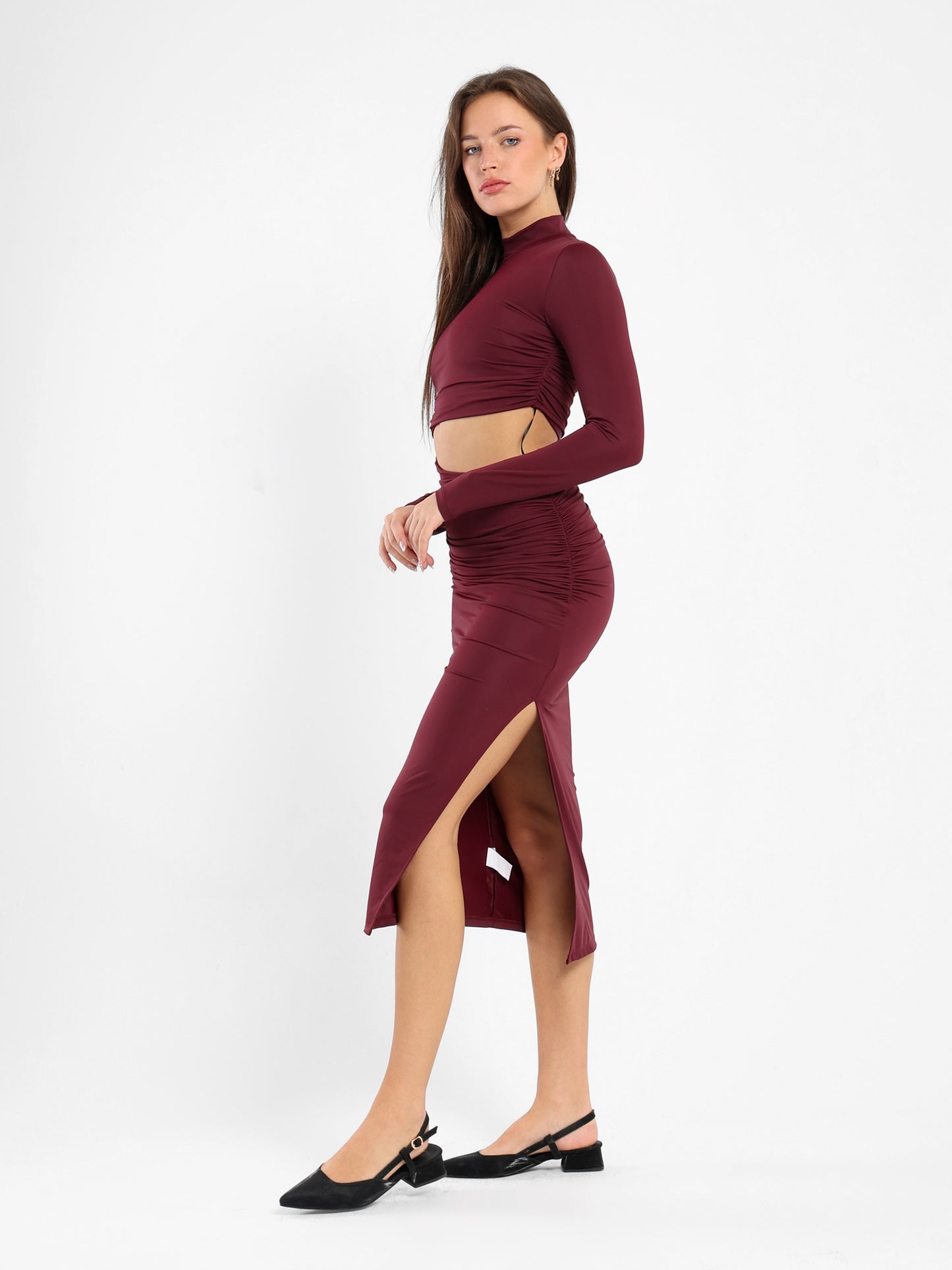 High Neck Maxi Dress With Cutout