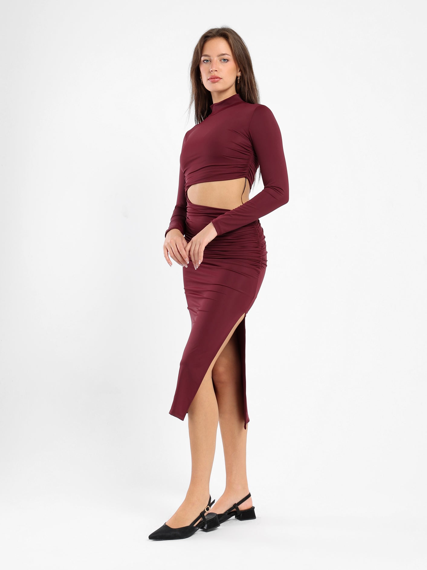 High Neck Maxi Dress With Cutout