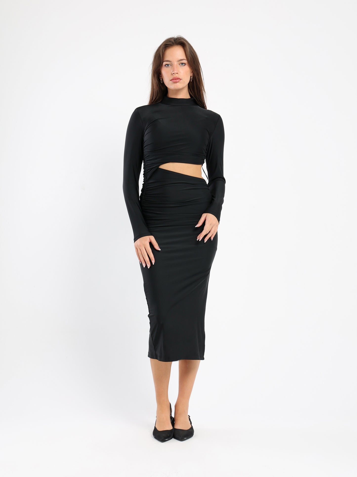 High Neck Maxi Dress With Cutout