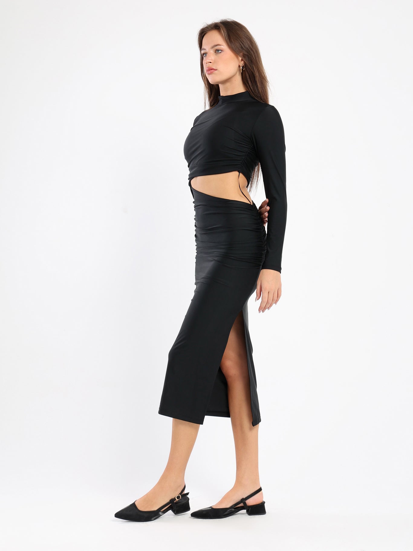 High Neck Maxi Dress With Cutout