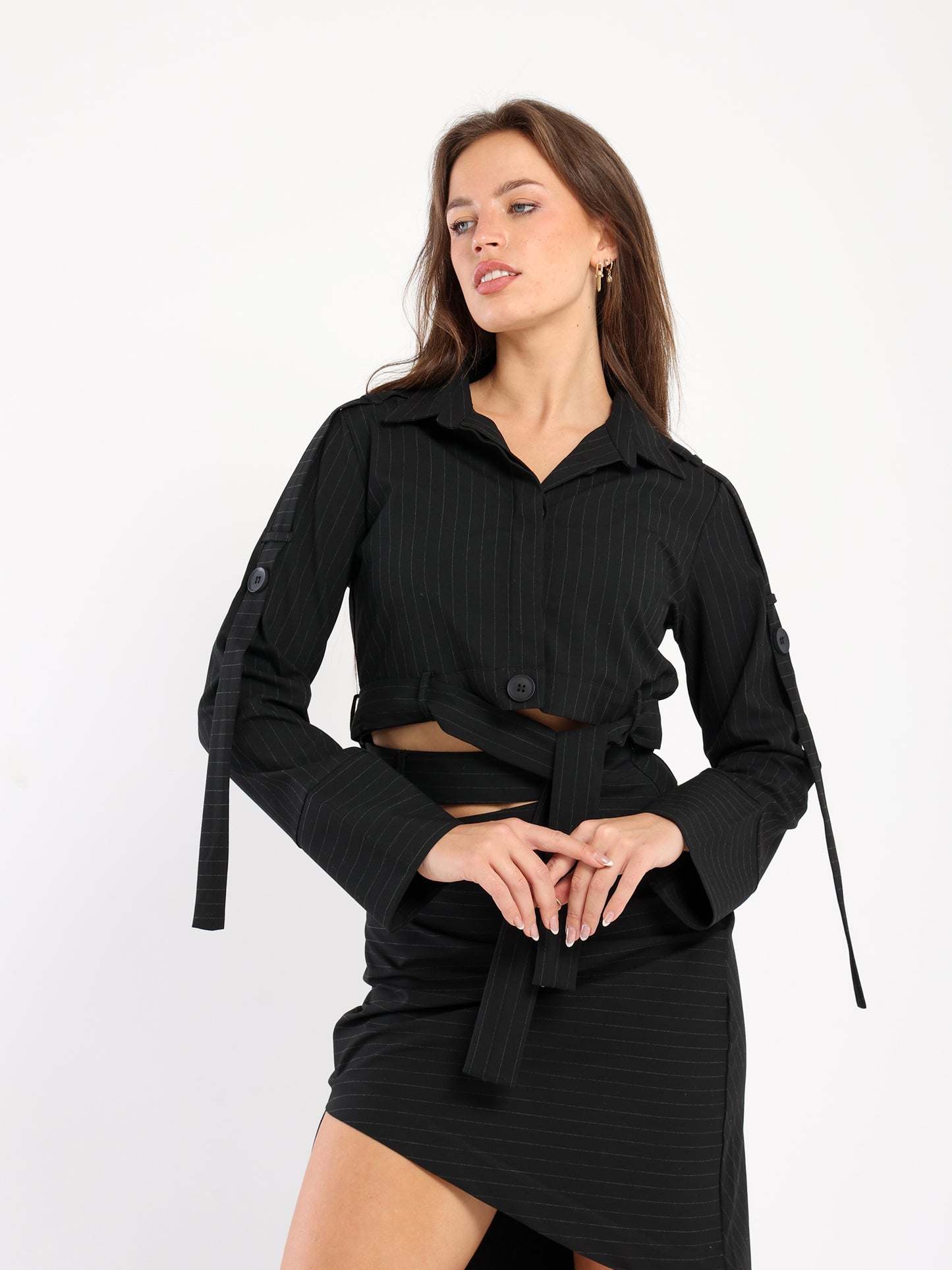 Striped Cropped Shirt - Outlet