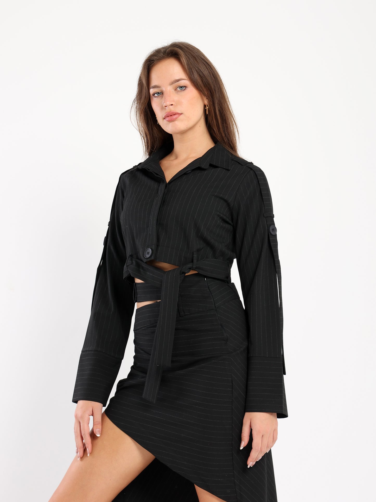 Striped Cropped Shirt - Outlet