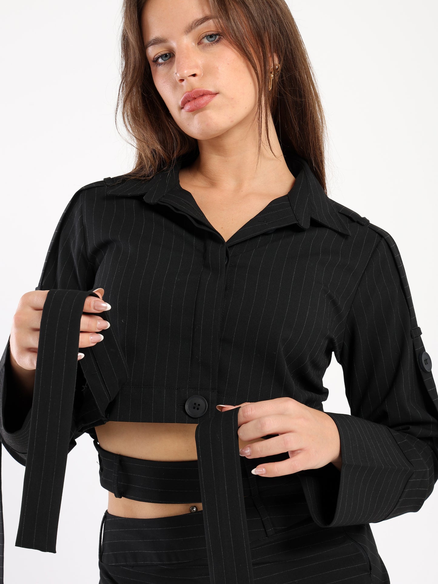 Striped Cropped Shirt - Outlet