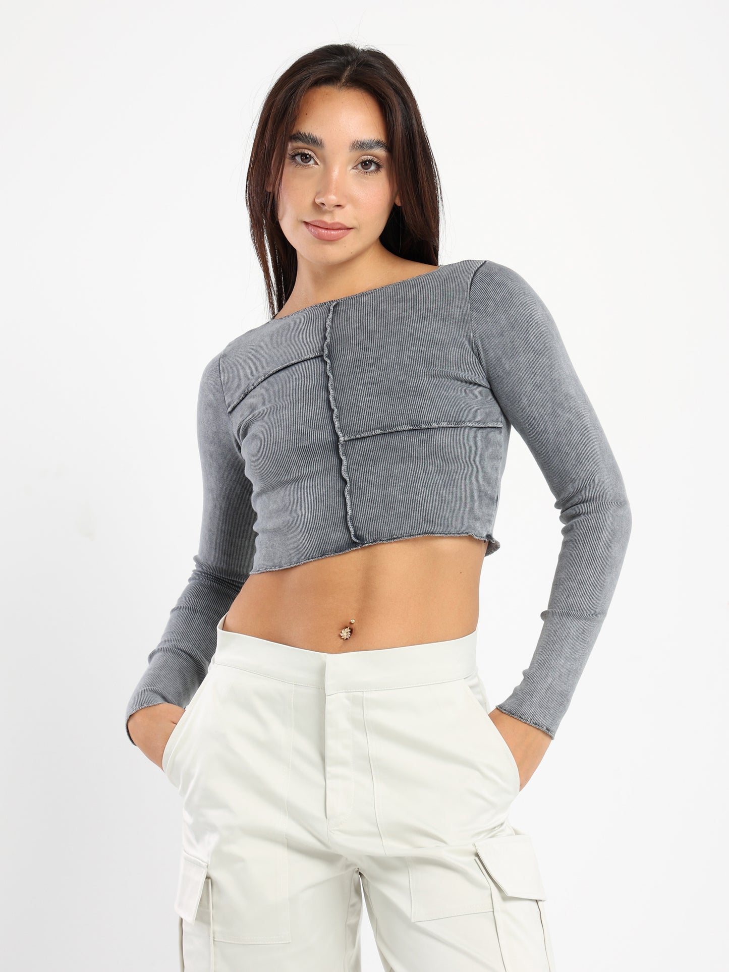 Cropped Long Sleeves Top
