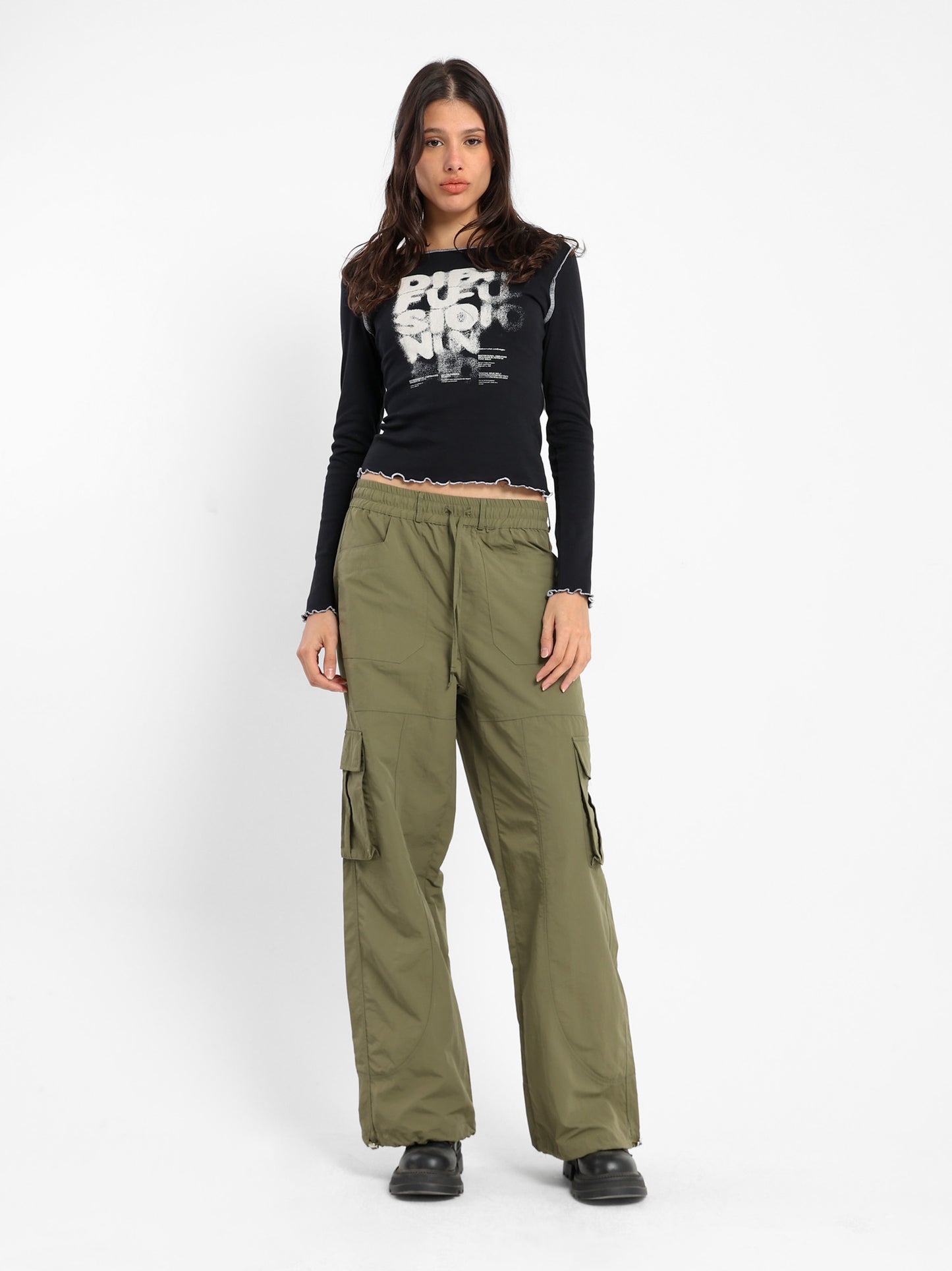 Fitted Long Sleeves Tee with Place Print - Outlet
