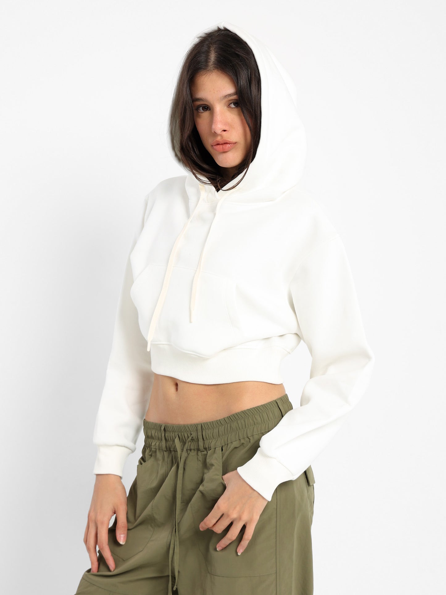 Solid Cropped Hoodie