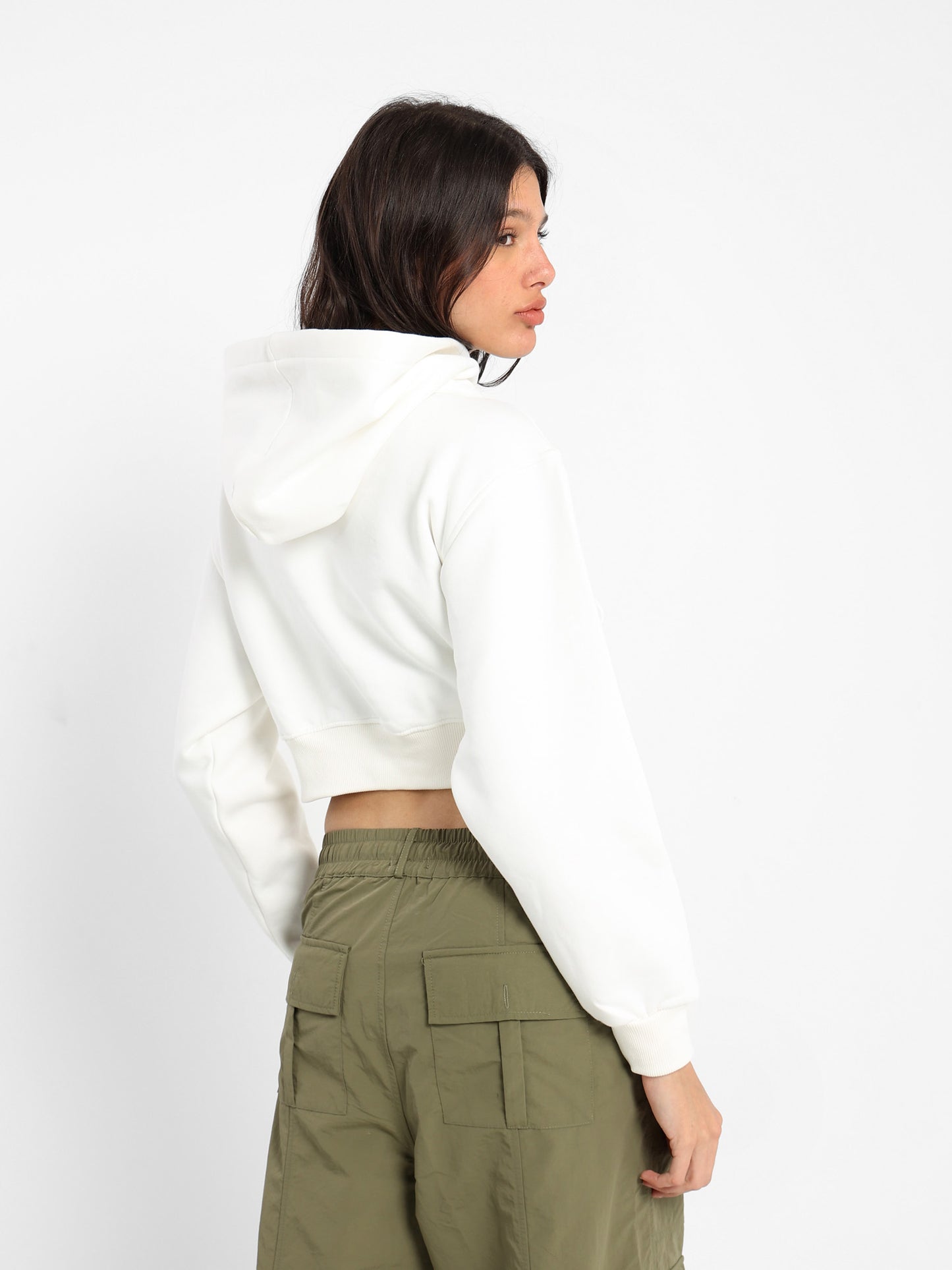 Solid Cropped Hoodie