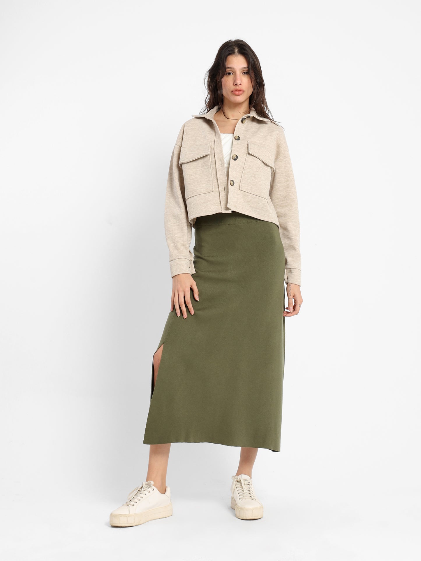 Rayon Blend Oversized Long Sleeve Shirt