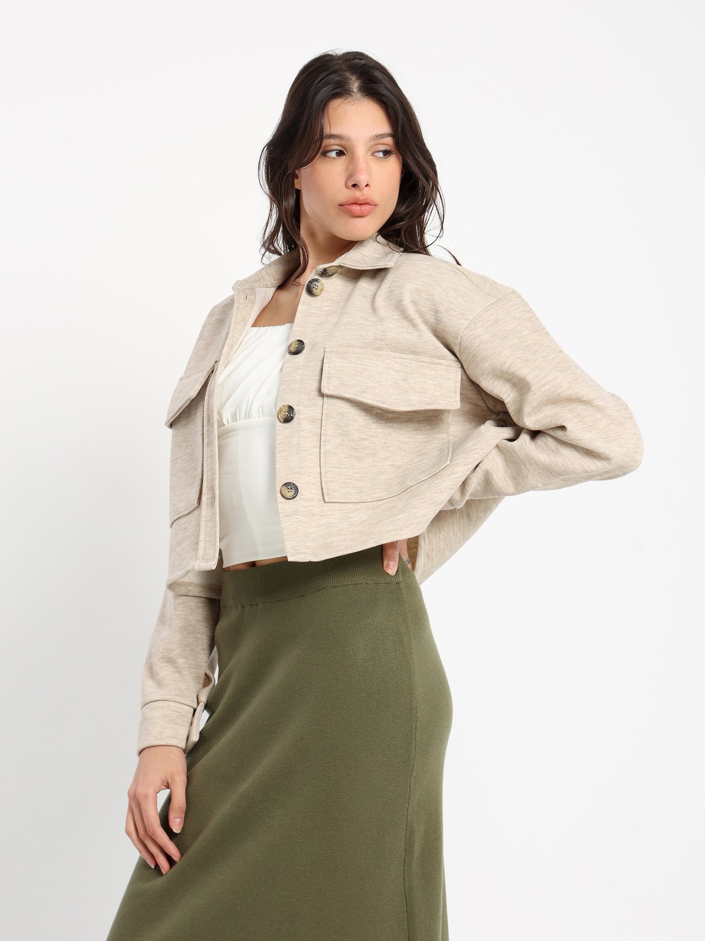 Rayon Blend Oversized Long Sleeve Shirt
