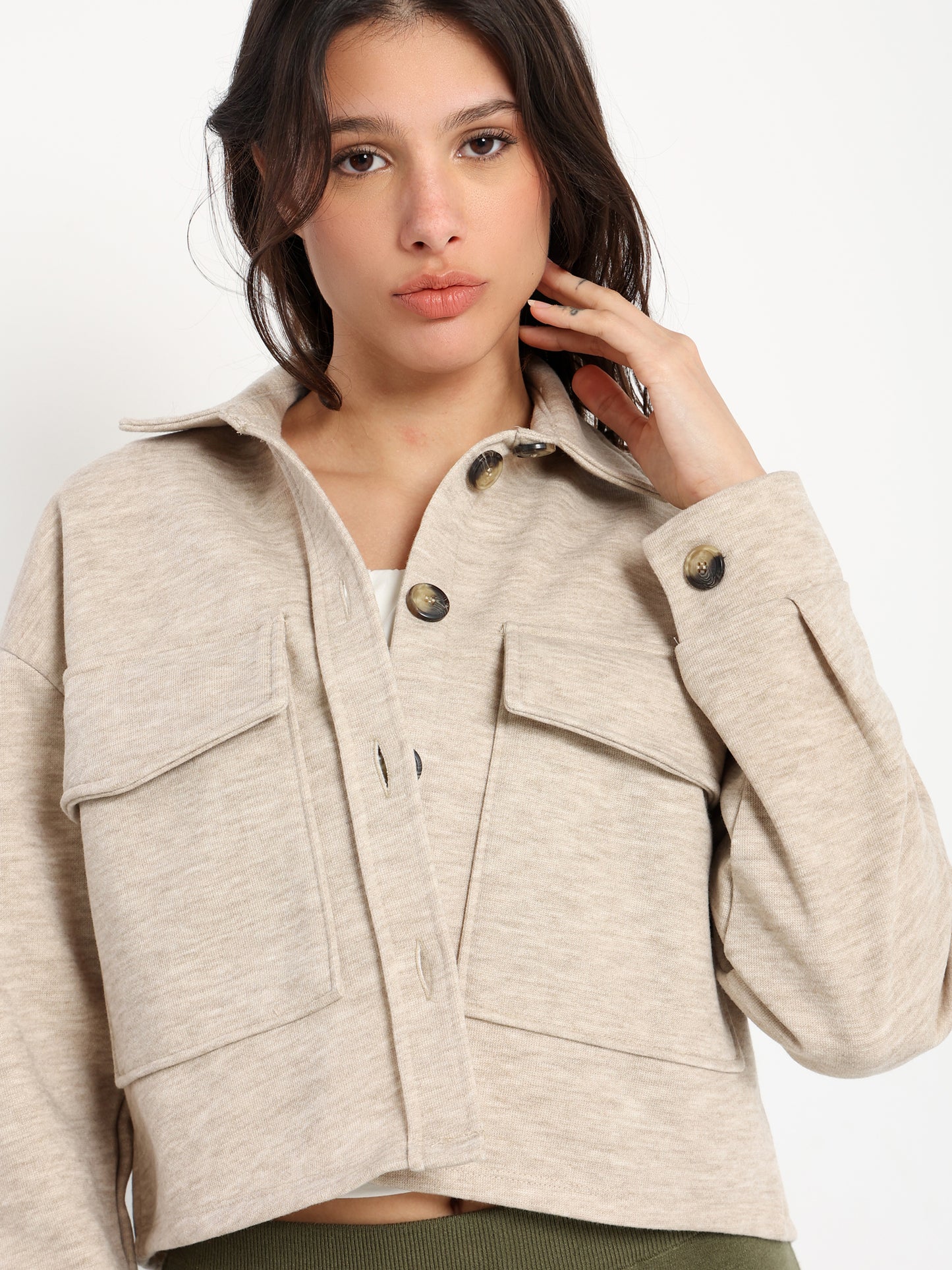 Rayon Blend Oversized Long Sleeve Shirt