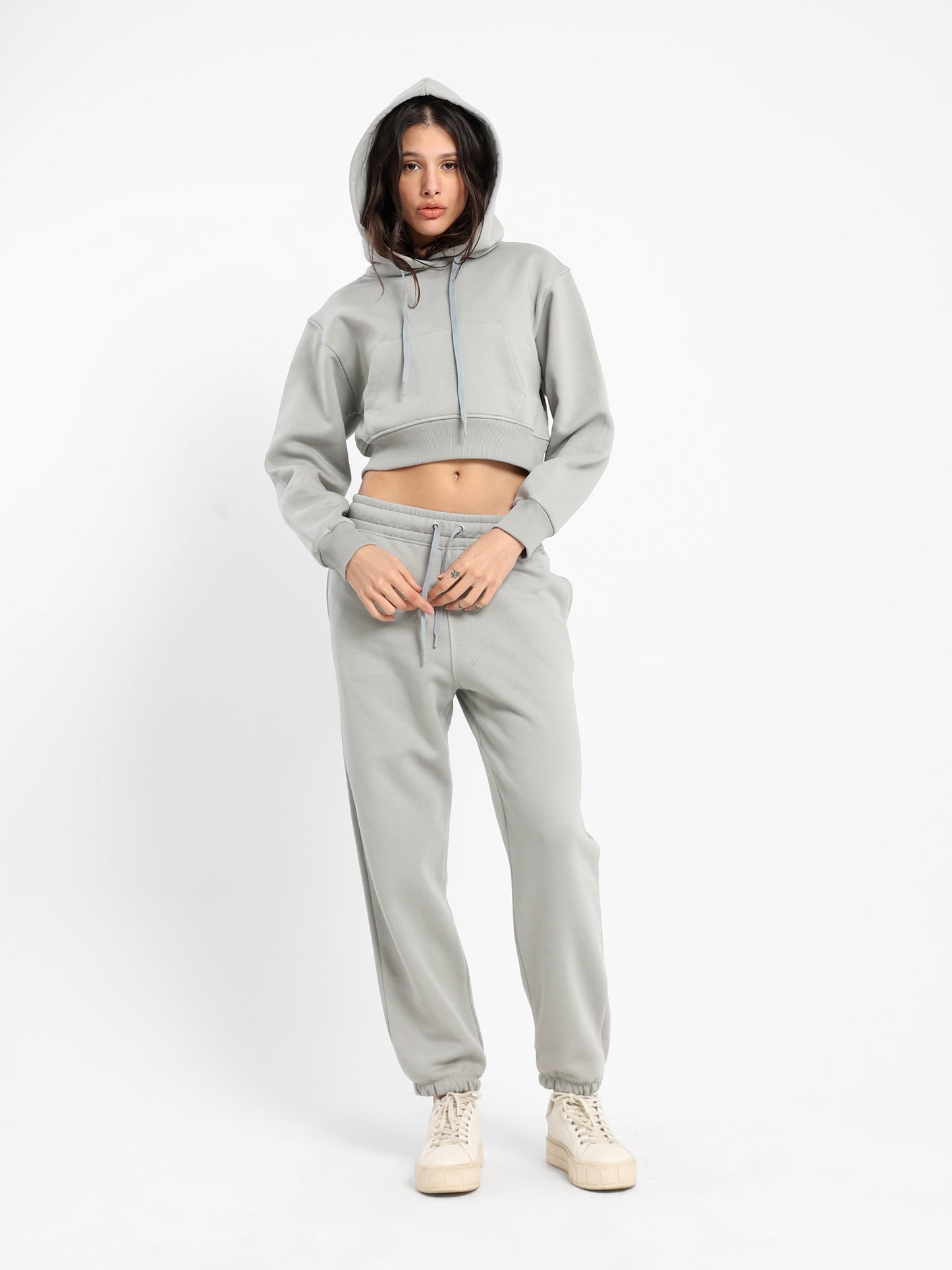 Solid Cropped Hoodie